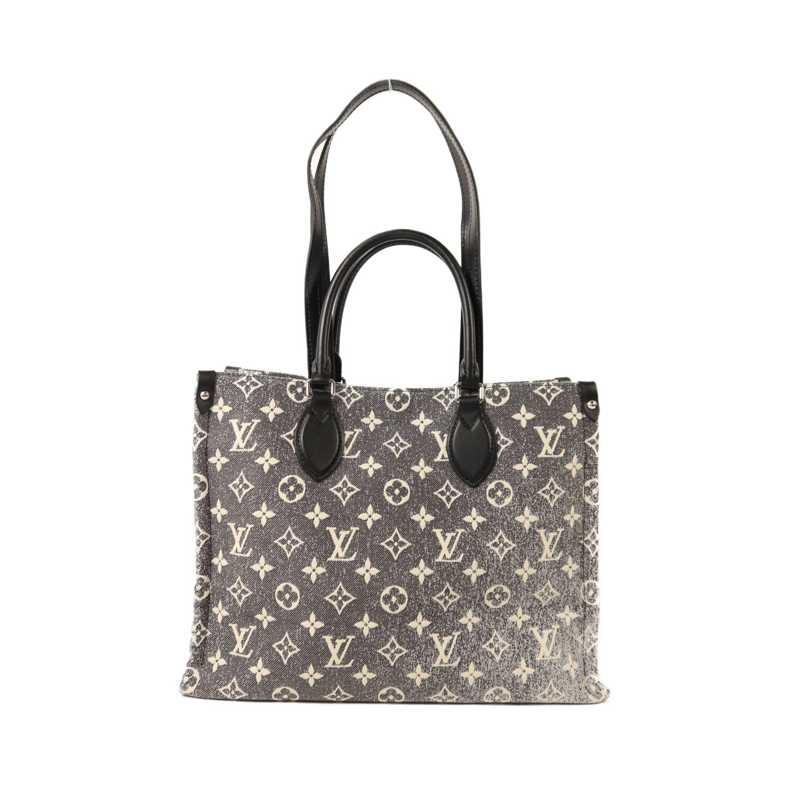 LOUIS VUITTON Monogram Jacquard Denim On the Go MM銀扣手挽肩背兩用袋