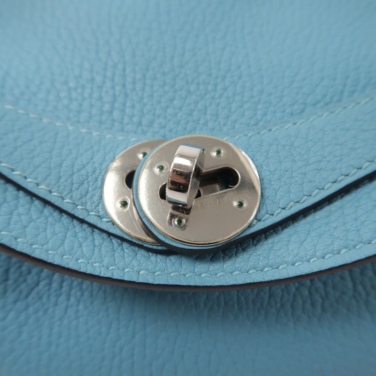 HERMES Clemence皮革Lindy 26手挽肩背兩用袋Bleu Atoll