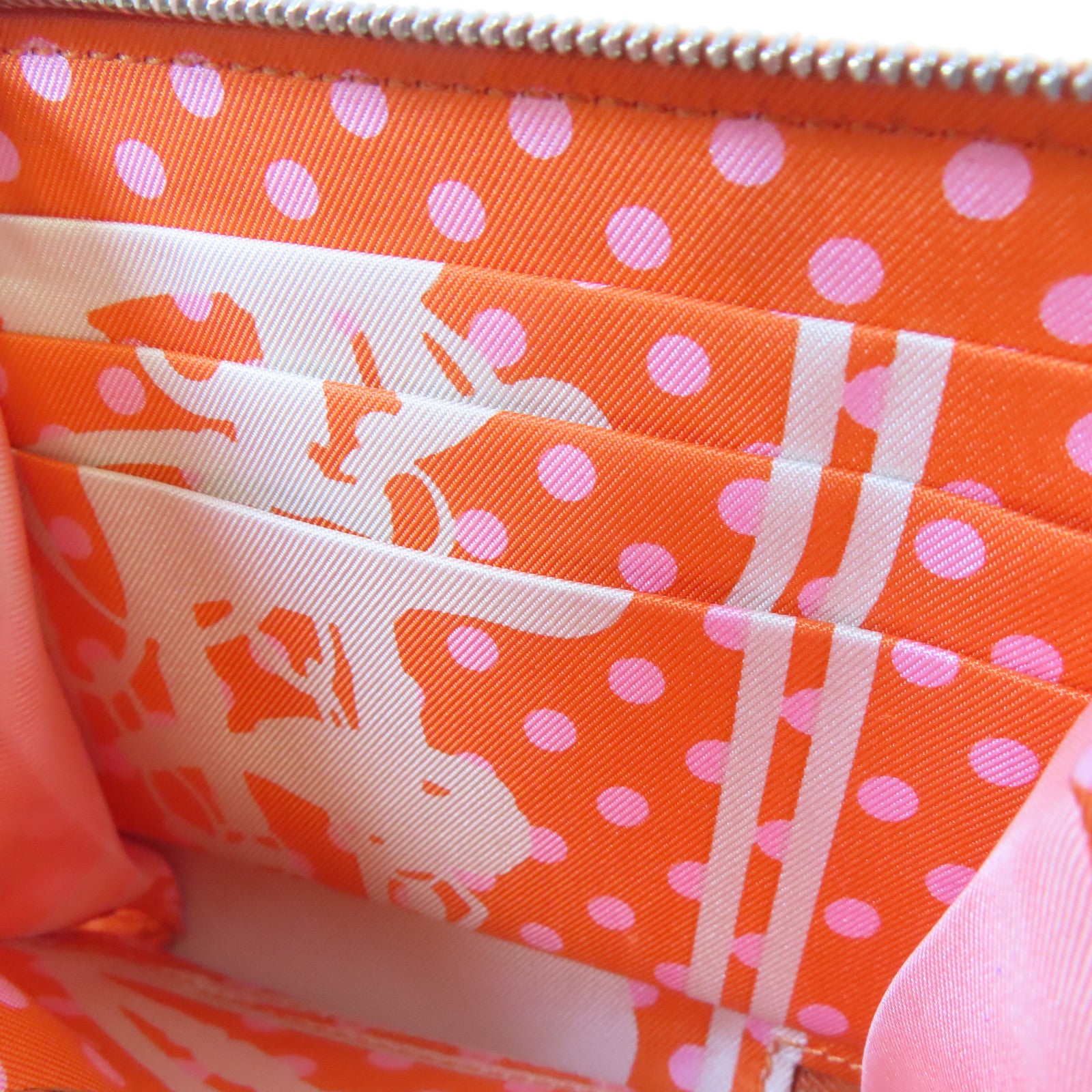 HERMES 【激減優惠】Veau Epsom皮革Silk'In Compact銀扣錢包火焰橘色