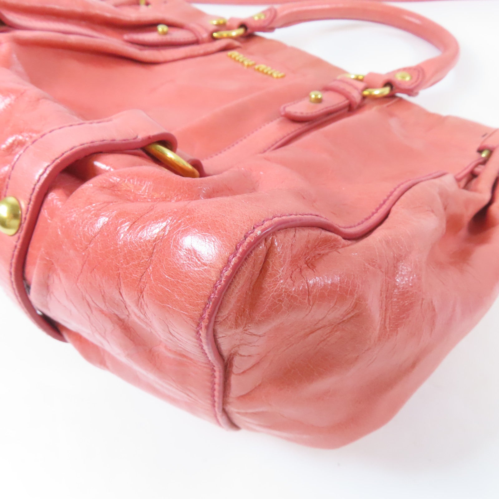 Miu Miu 牛皮皮革2 Way Shoulder Bag金扣手挽肩背兩用袋粉紅色