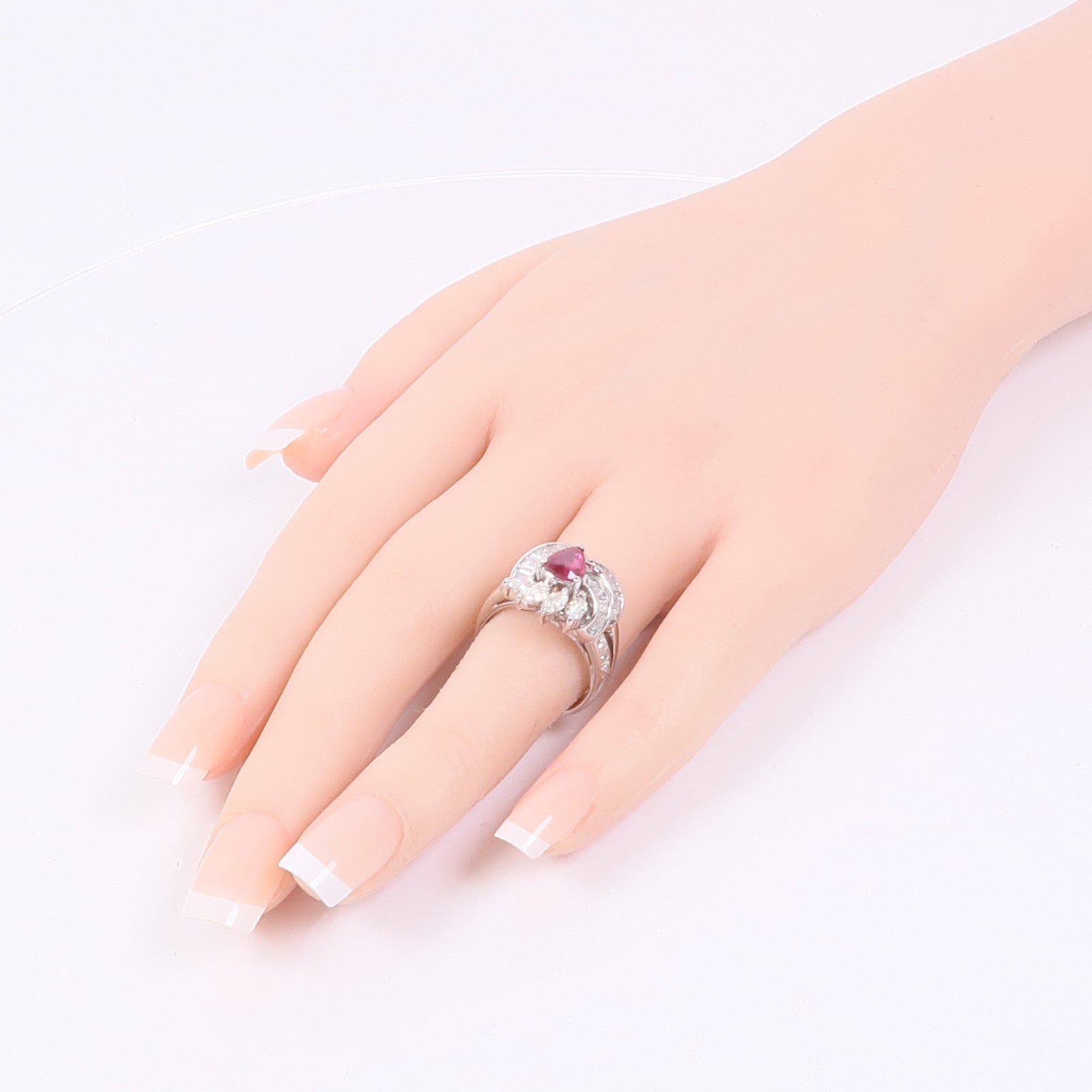 JEWELRY 【激減優惠】18K白金Ruby/Diamond Ring紅寶石/鑽石戒指US#6.75