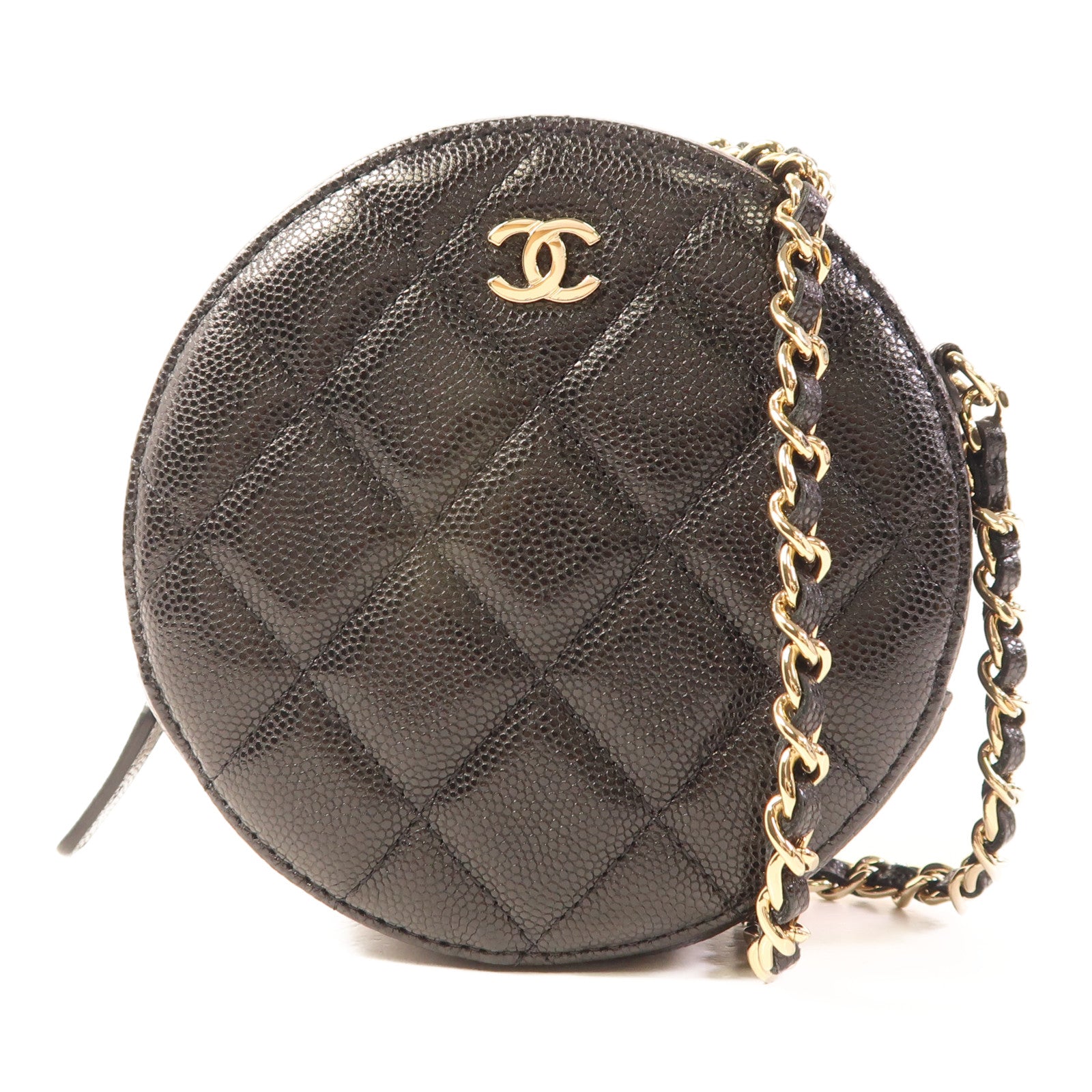 CHANEL 牛皮皮革Chain Shoulder Bag金扣鏈帶肩背袋