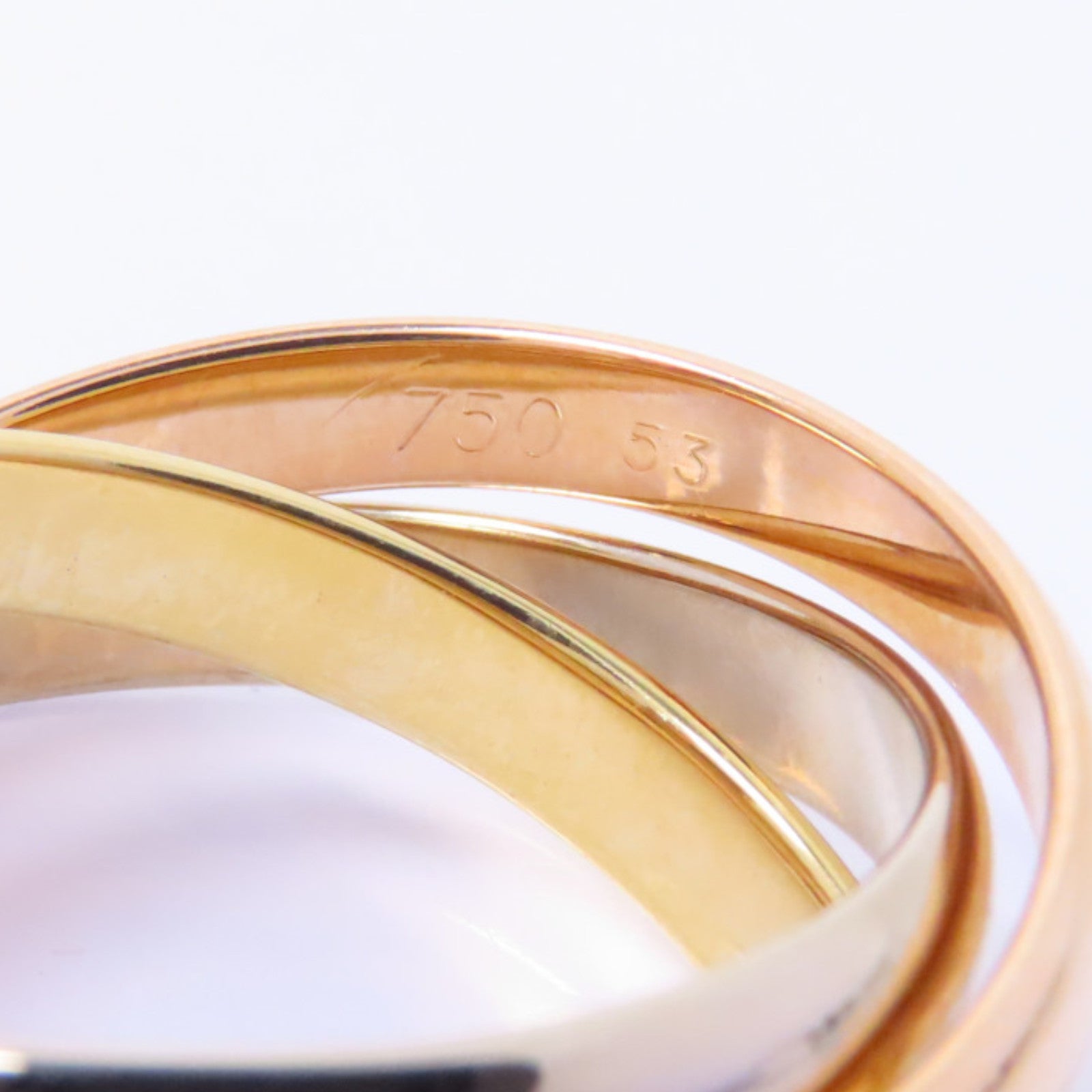 CARTIER 18K黃金/白金/玫瑰金Les Must De Trinity戒指Cartier#53/US#6.25