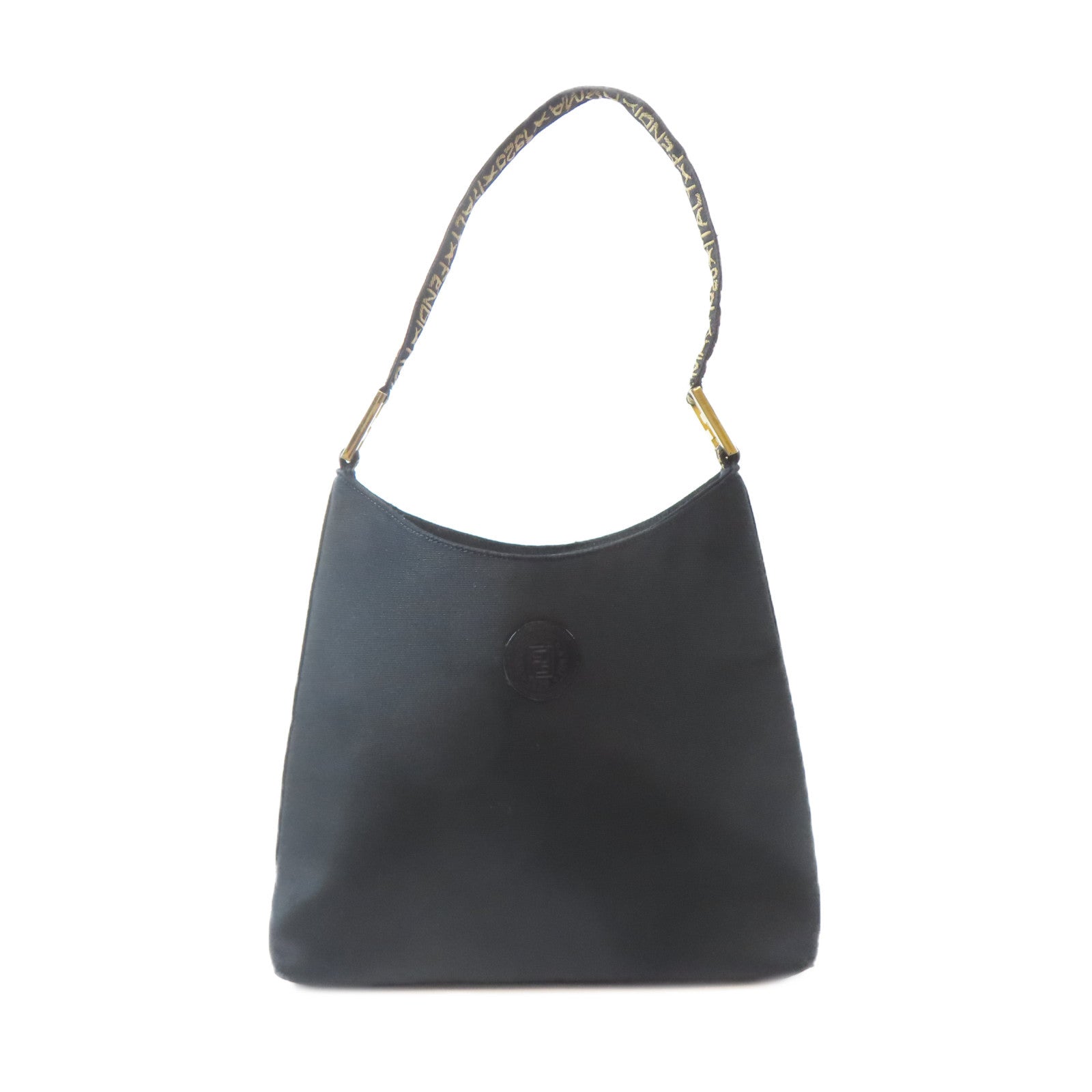 FENDI 帆布Vintage MaMa Baguette金扣肩背袋黑色