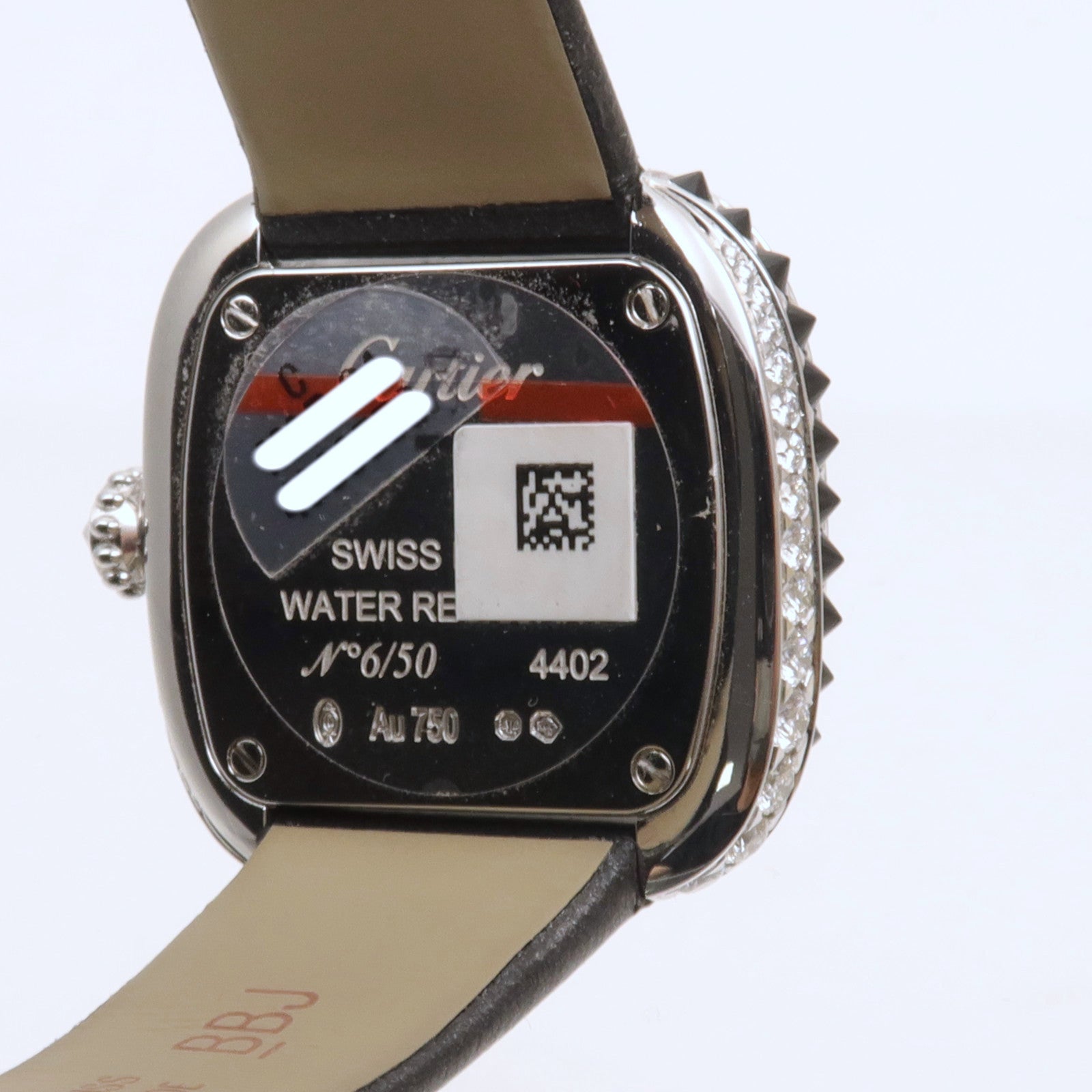 CARTIER Coussin De白金/鑽石手錶石英機芯黑色