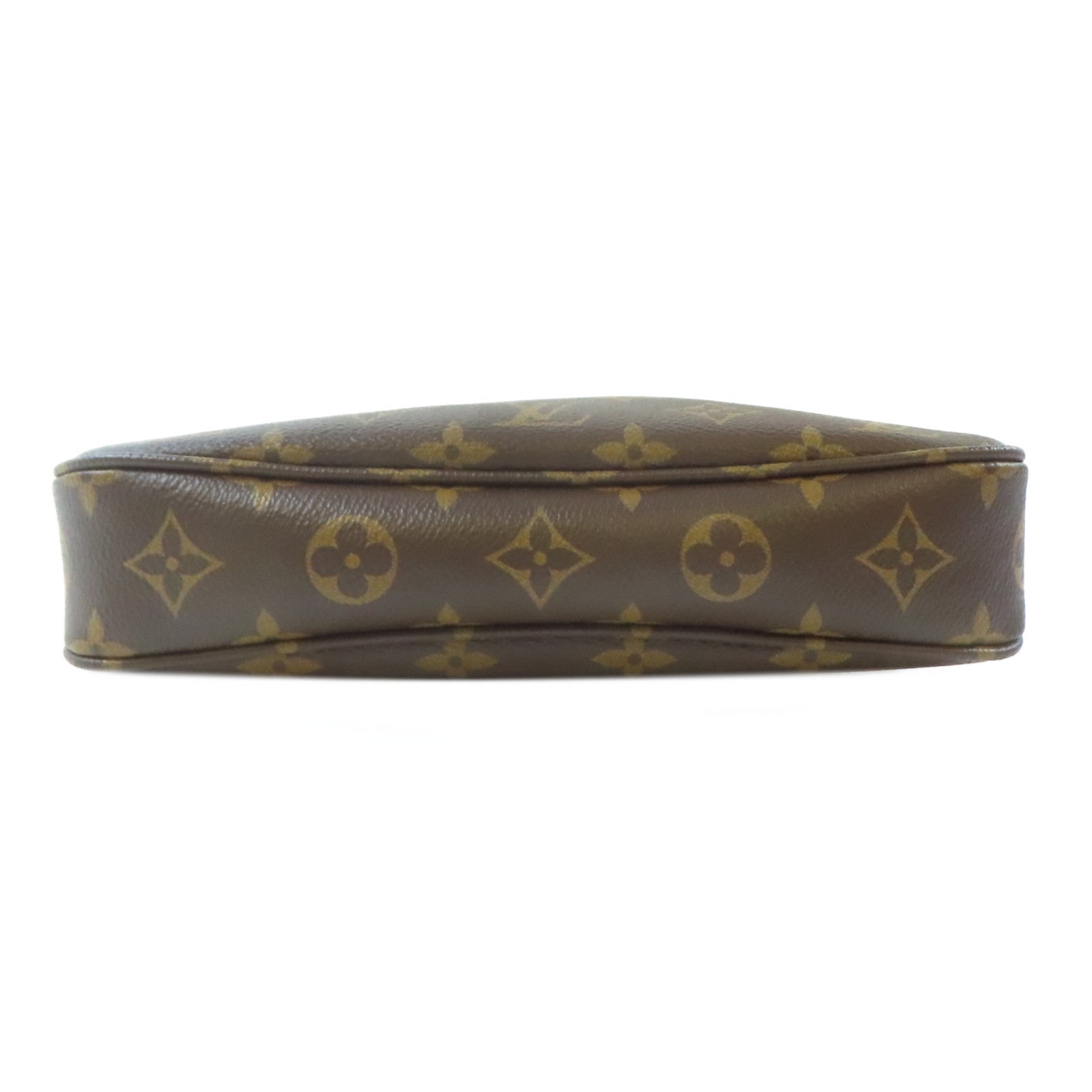 LOUIS VUITTON Monogram Pochette Accessories金扣手挽袋啡色