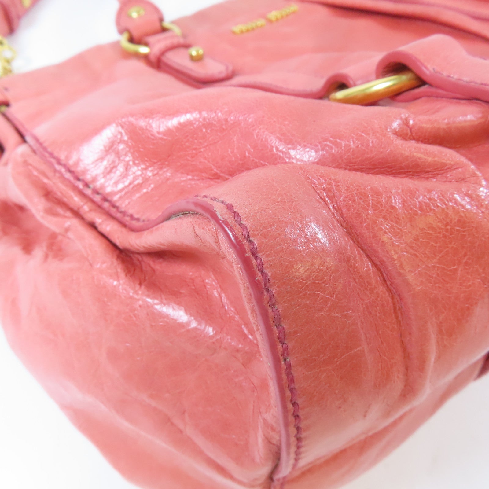 Miu Miu 牛皮皮革2 Way Shoulder Bag金扣手挽肩背兩用袋粉紅色