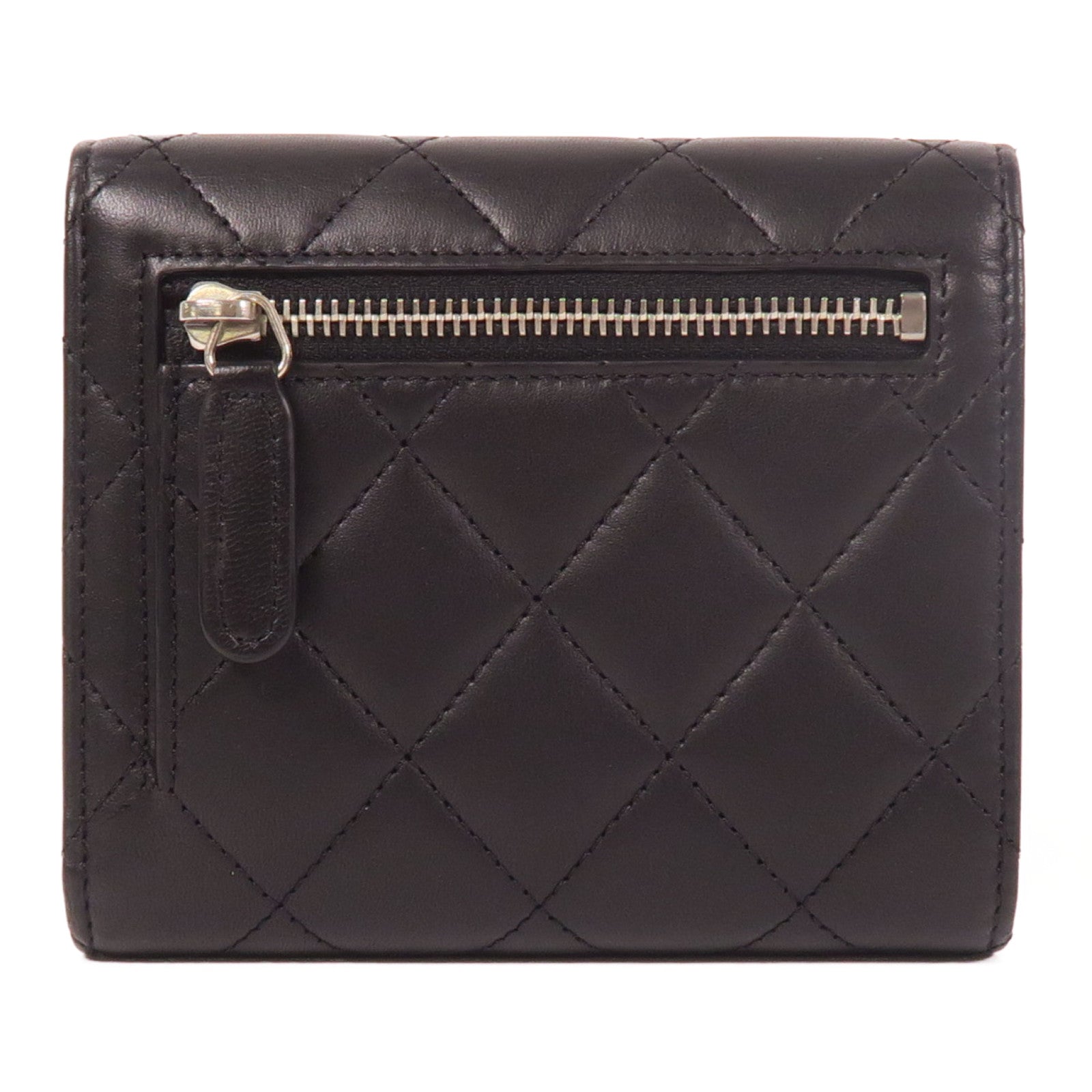 CHANEL 羊皮皮革Wallet銀扣錢包