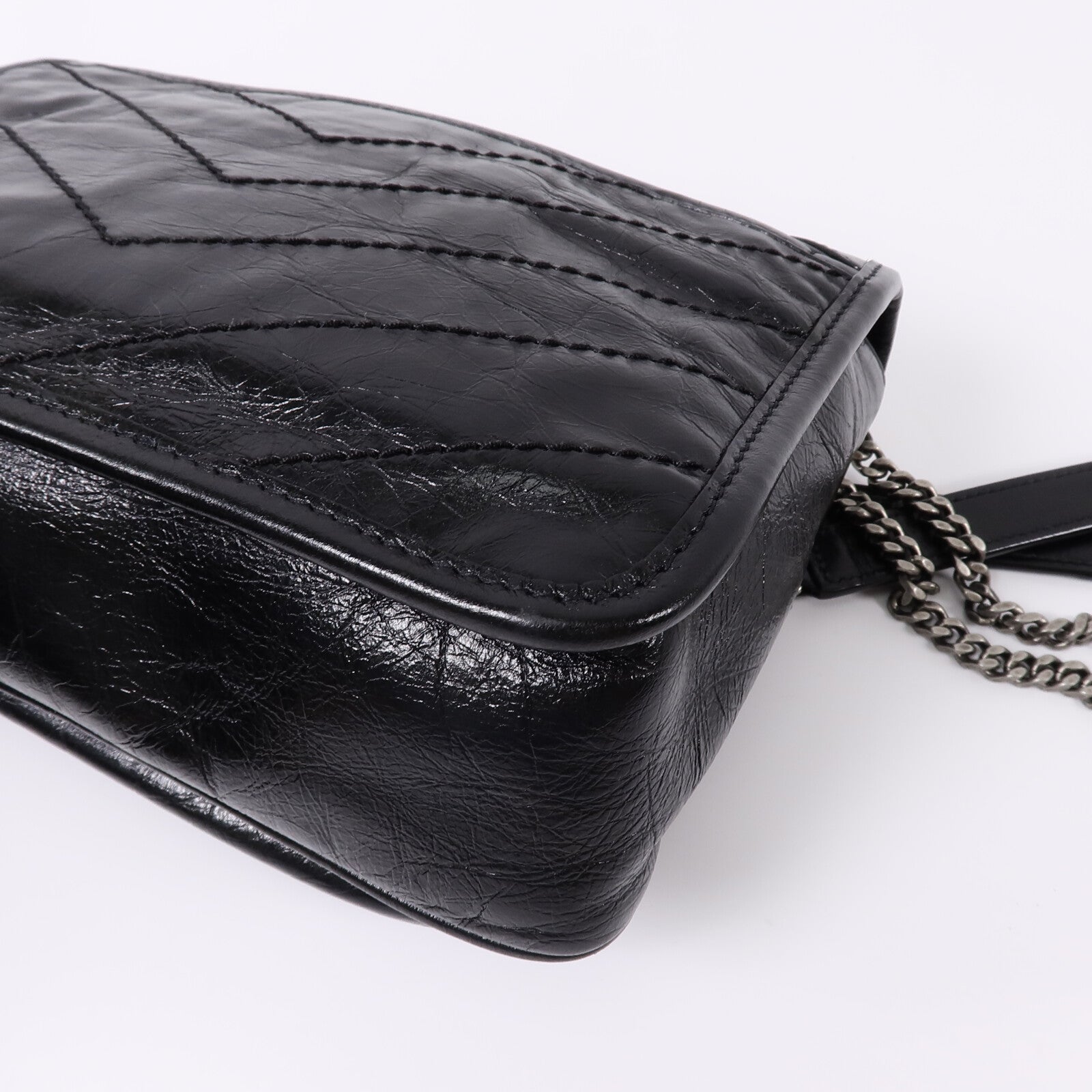 SAINT LAURENT 牛皮皮革Niki Baby鏈帶手挽肩背兩用袋