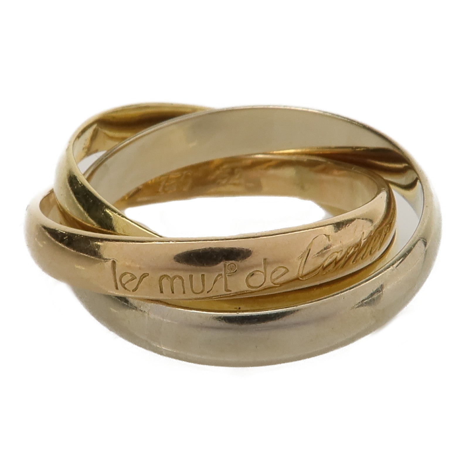 CARTIER 18K黃金/白金/玫瑰金Trinity戒指Cartier#52/US#6.5
