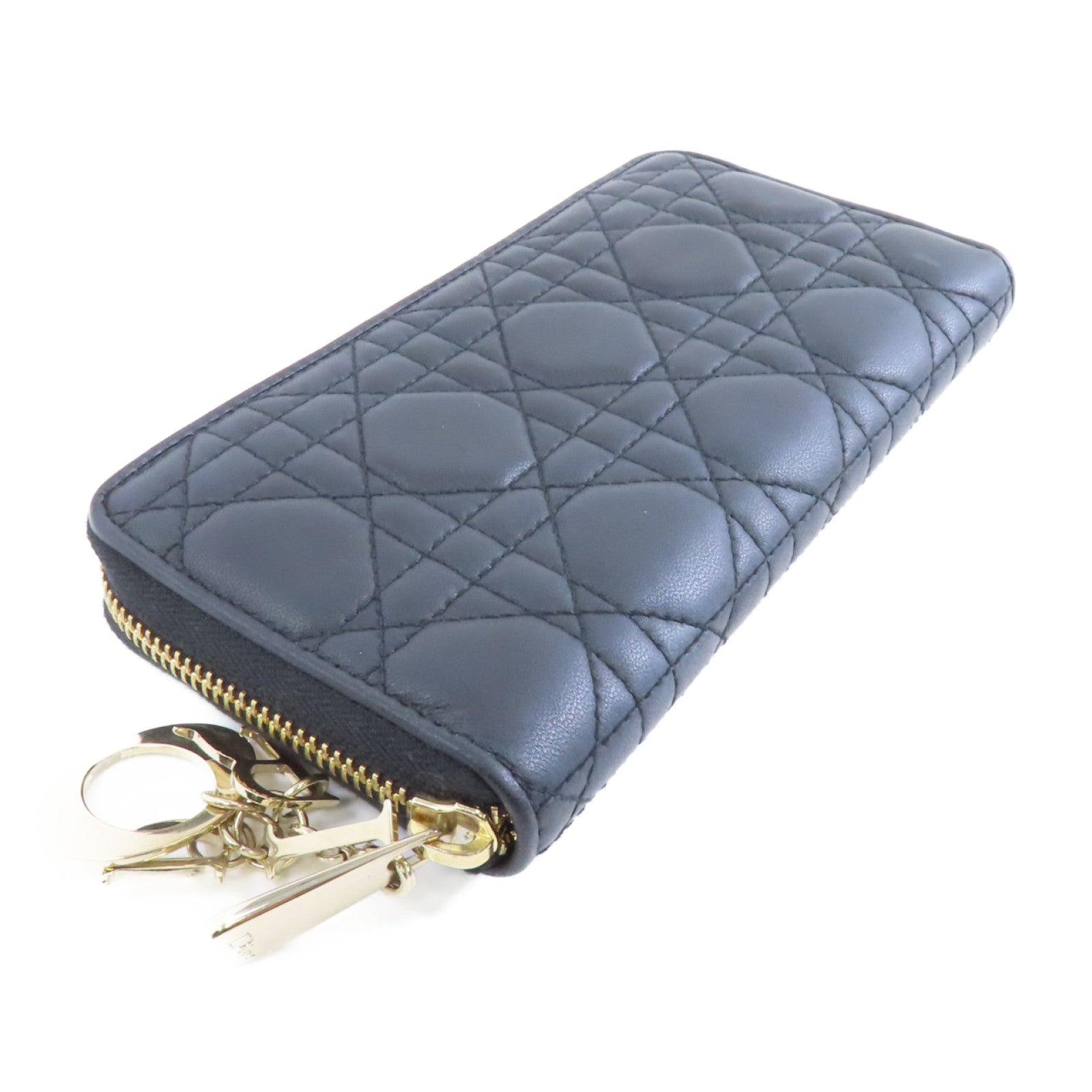 Dior 羊皮皮革Long Wallet金扣長錢包黑色
