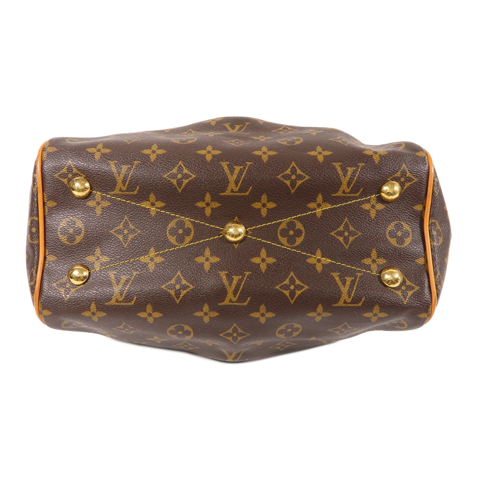 LOUIS VUITTON Monogram Tivoli PM金扣手挽袋棕色