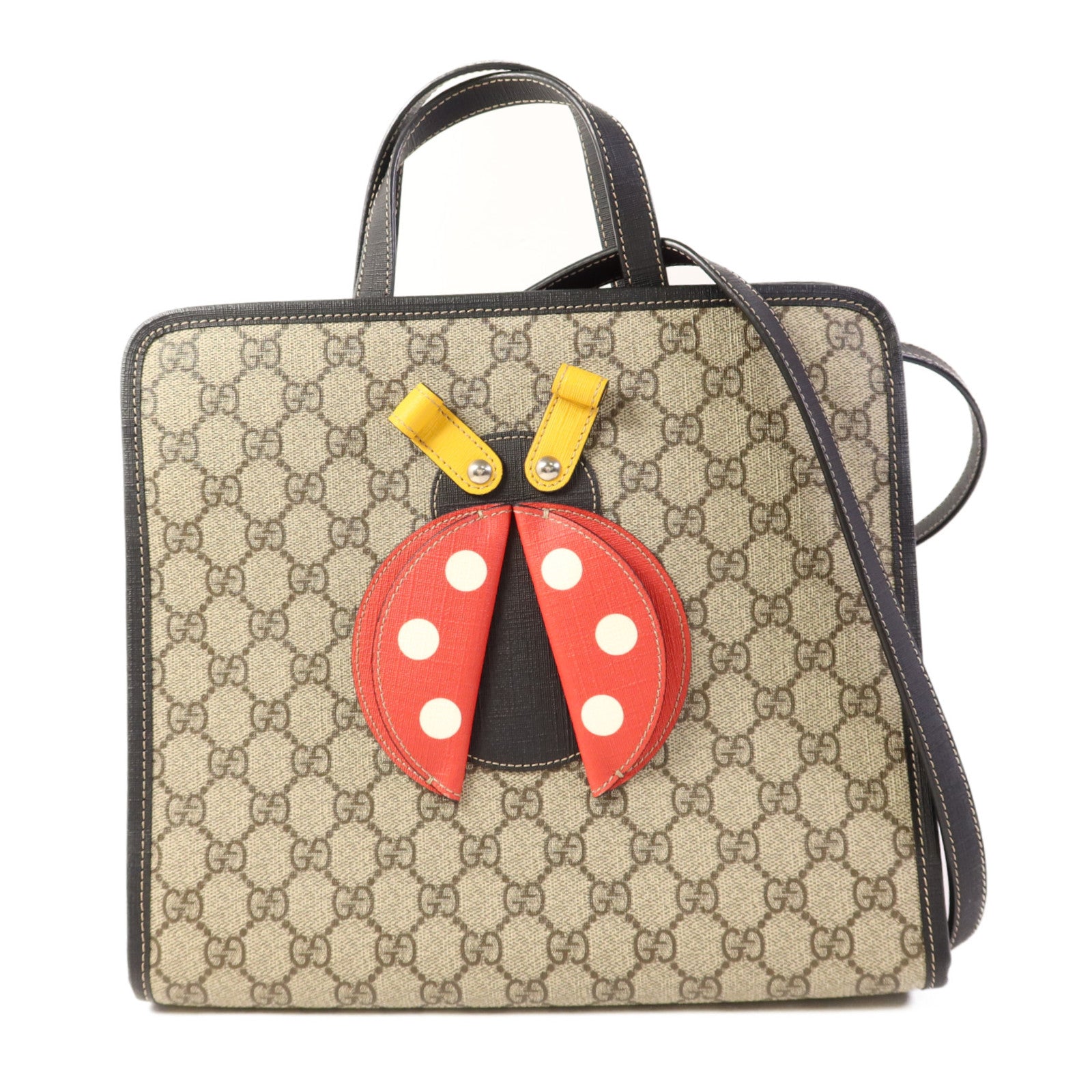 GUCCI 塗層帆布Ladybug Kids Tote Bag銀扣手挽肩背兩用袋