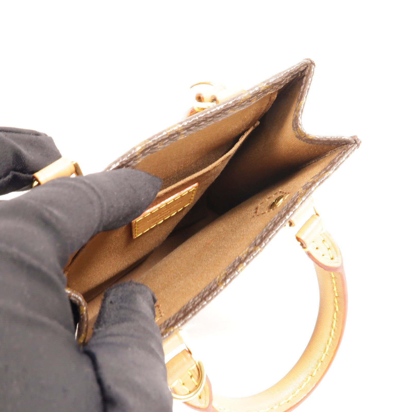 LOUIS VUITTON Monogram Petit Sac Plat金扣手挽肩背兩用袋Monogram Petit Sac Plat金扣手挽肩背兩用袋