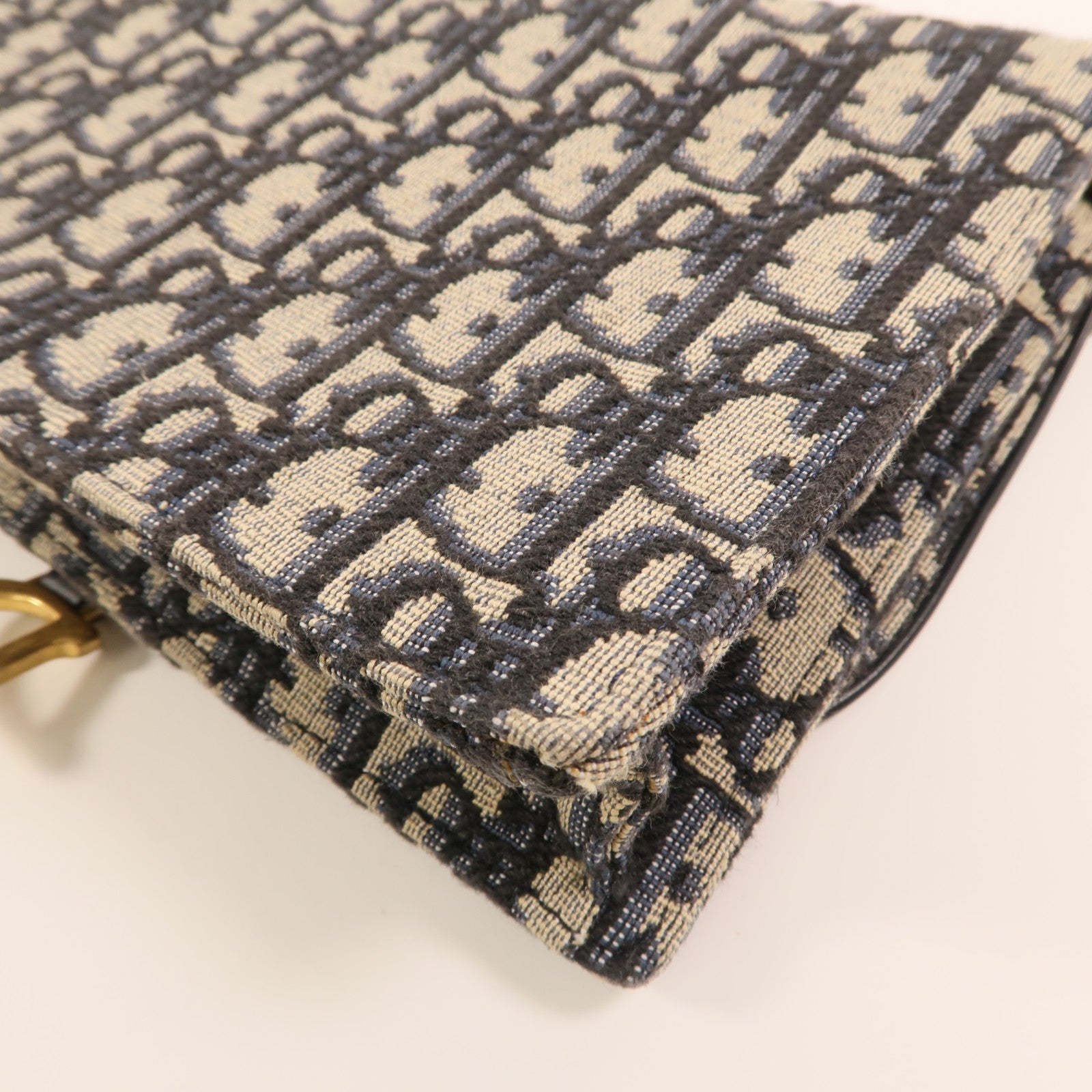 Dior 帆布Oblique Jacquard Saddle Chain Shoulder金扣鏈帶肩背袋