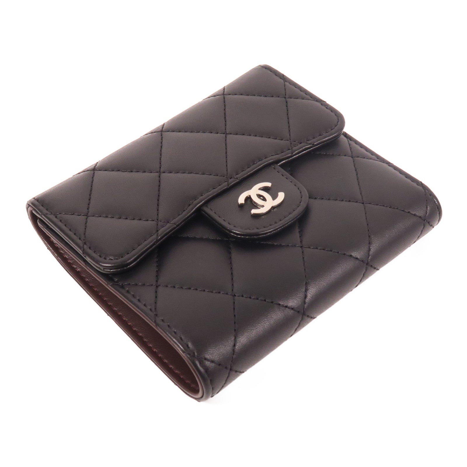 CHANEL 羊皮皮革Wallet銀扣錢包