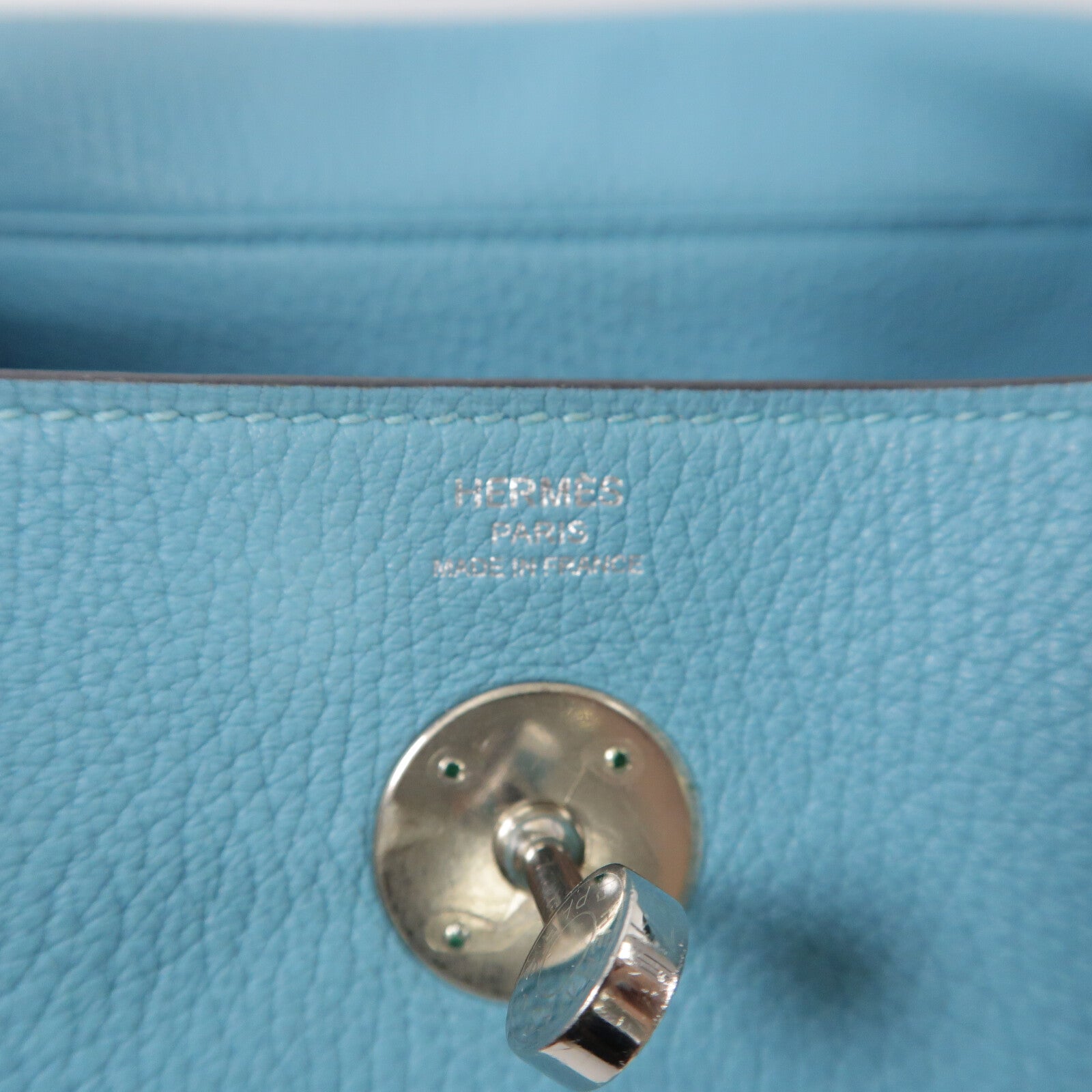 HERMES Clemence皮革Lindy 26手挽肩背兩用袋Bleu Atoll