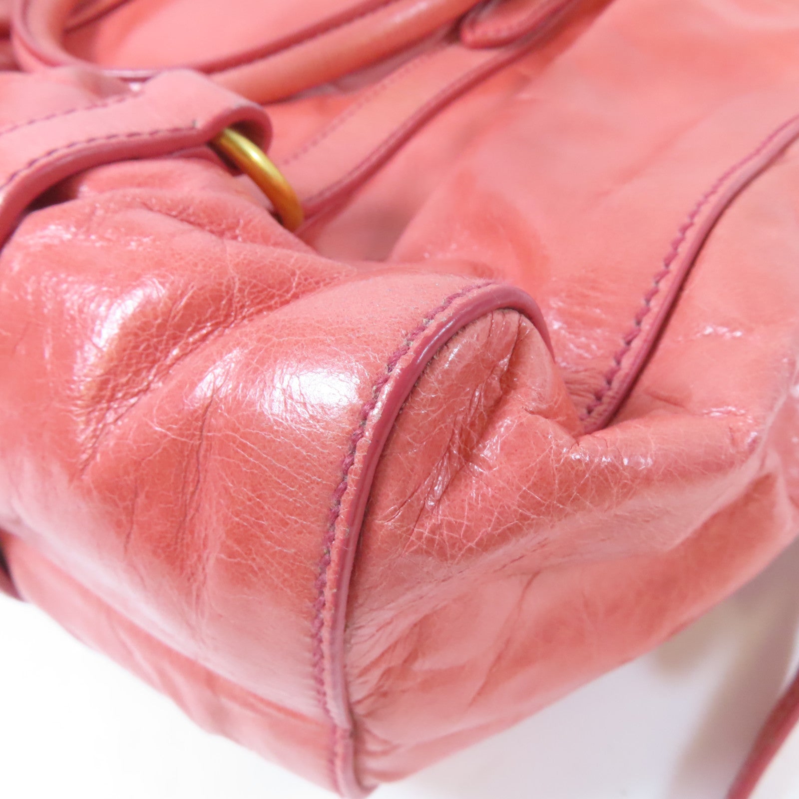 Miu Miu 牛皮皮革2 Way Shoulder Bag金扣手挽肩背兩用袋粉紅色