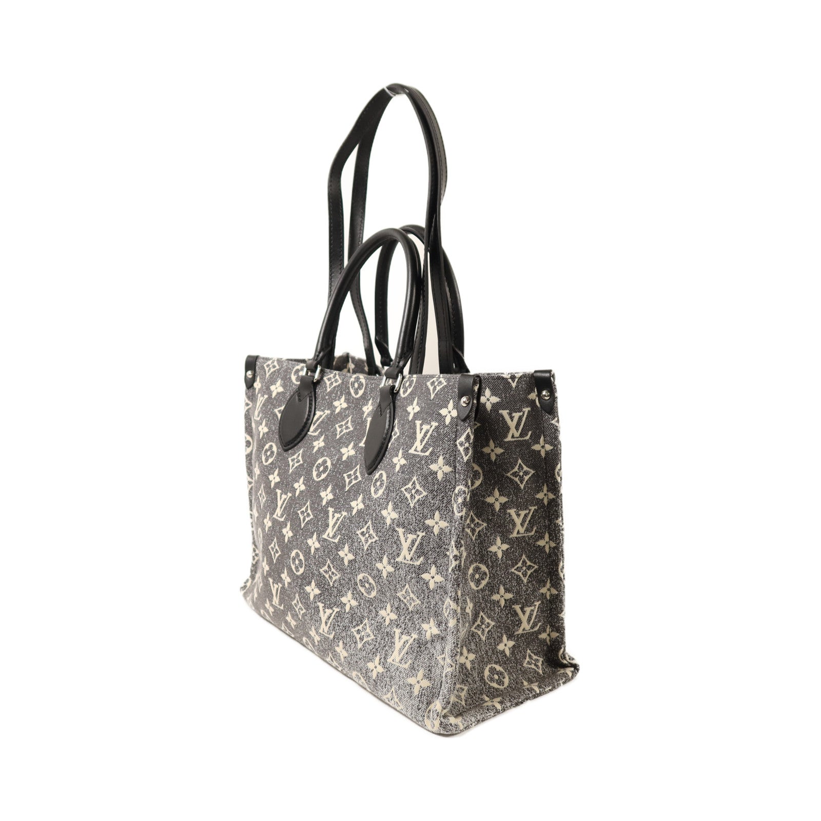 LOUIS VUITTON Monogram Jacquard Denim On the Go MM銀扣手挽肩背兩用袋