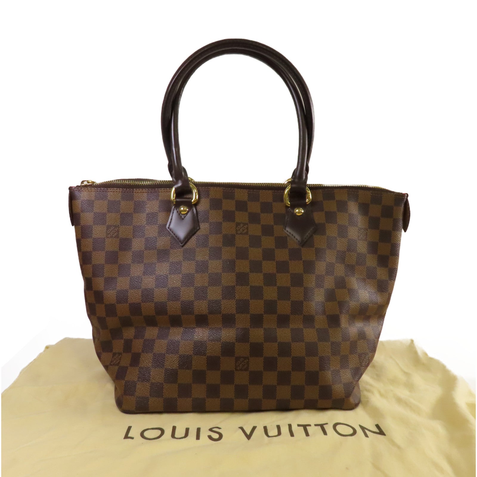 LOUIS VUITTON 【激減優惠】Damier Saleya MM Tote Bag金扣肩背袋啡色