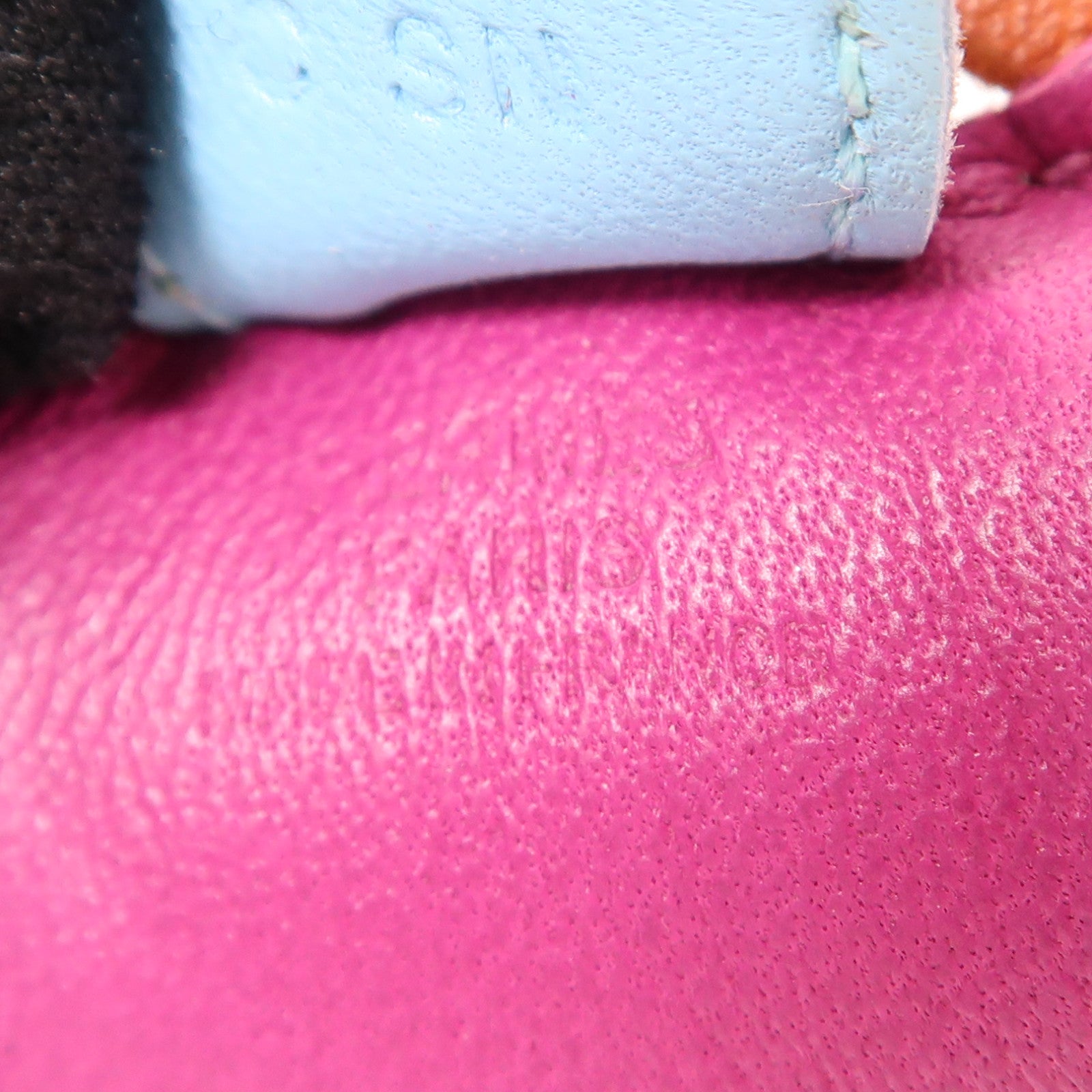 HERMES Swift皮革Rodeo PM掛飾5R Rose Shocking/9J Feu/Blue