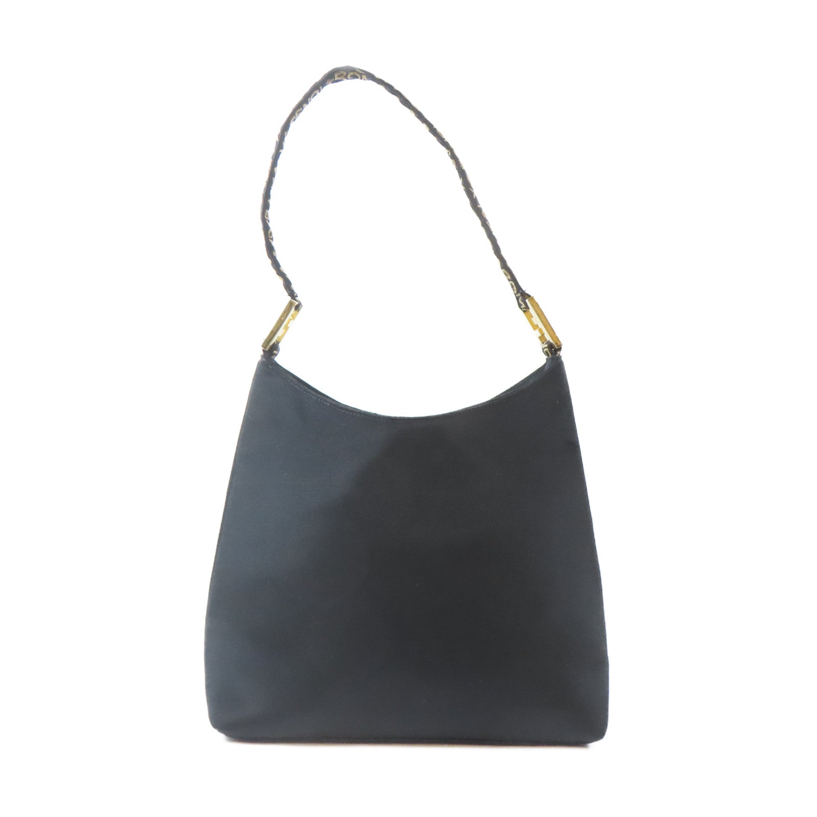 FENDI 帆布Vintage MaMa Baguette金扣肩背袋黑色