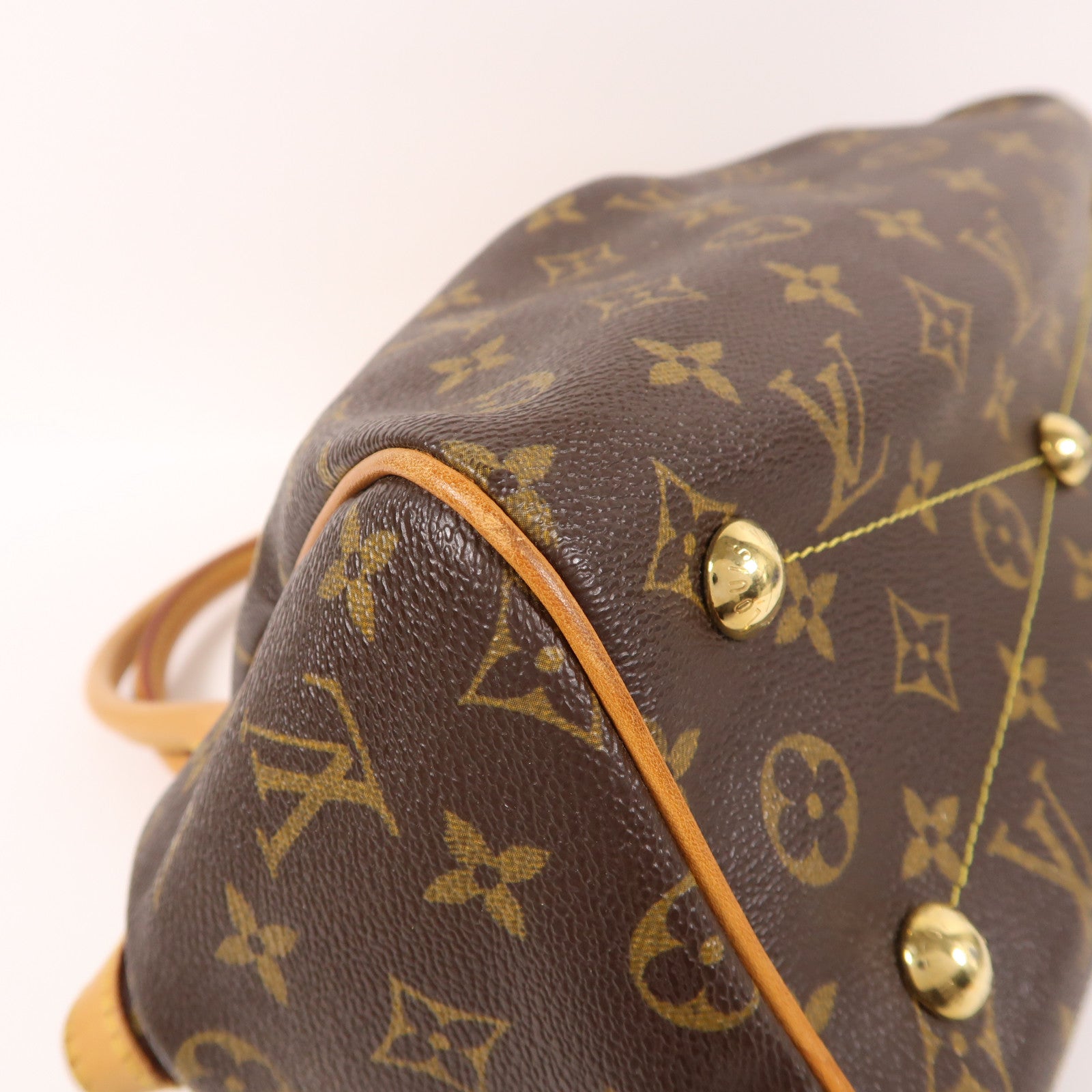 LOUIS VUITTON Monogram Tivoli PM金扣手挽袋棕色
