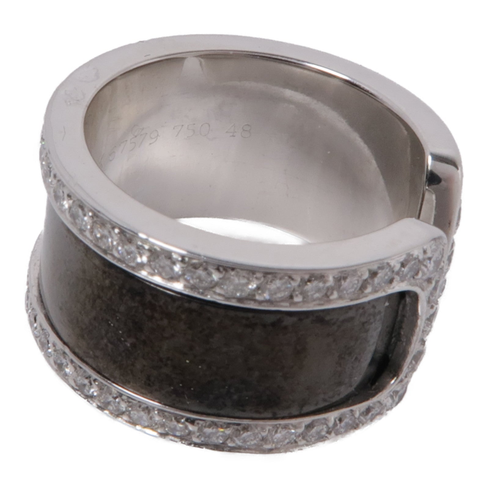 CARTIER 陶瓷/18K白金C2 Diamond Ring鑽石戒指黑色Cartier#48 US#4.5