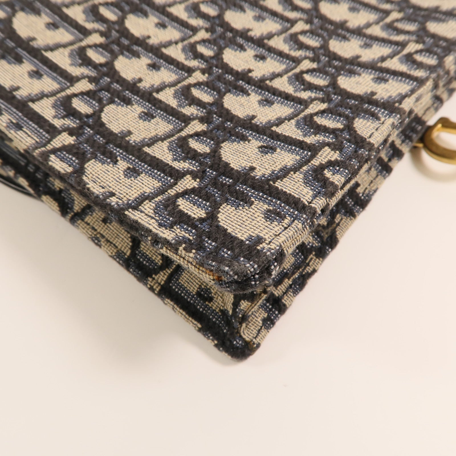 Dior 帆布Oblique Jacquard Saddle Chain Shoulder金扣鏈帶肩背袋