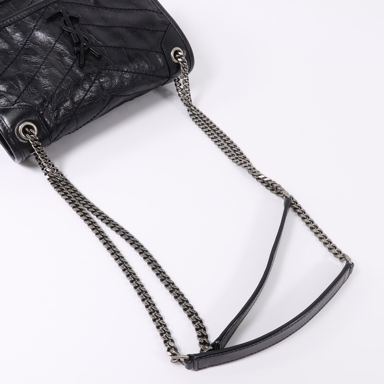 SAINT LAURENT 牛皮皮革Niki Baby鏈帶手挽肩背兩用袋