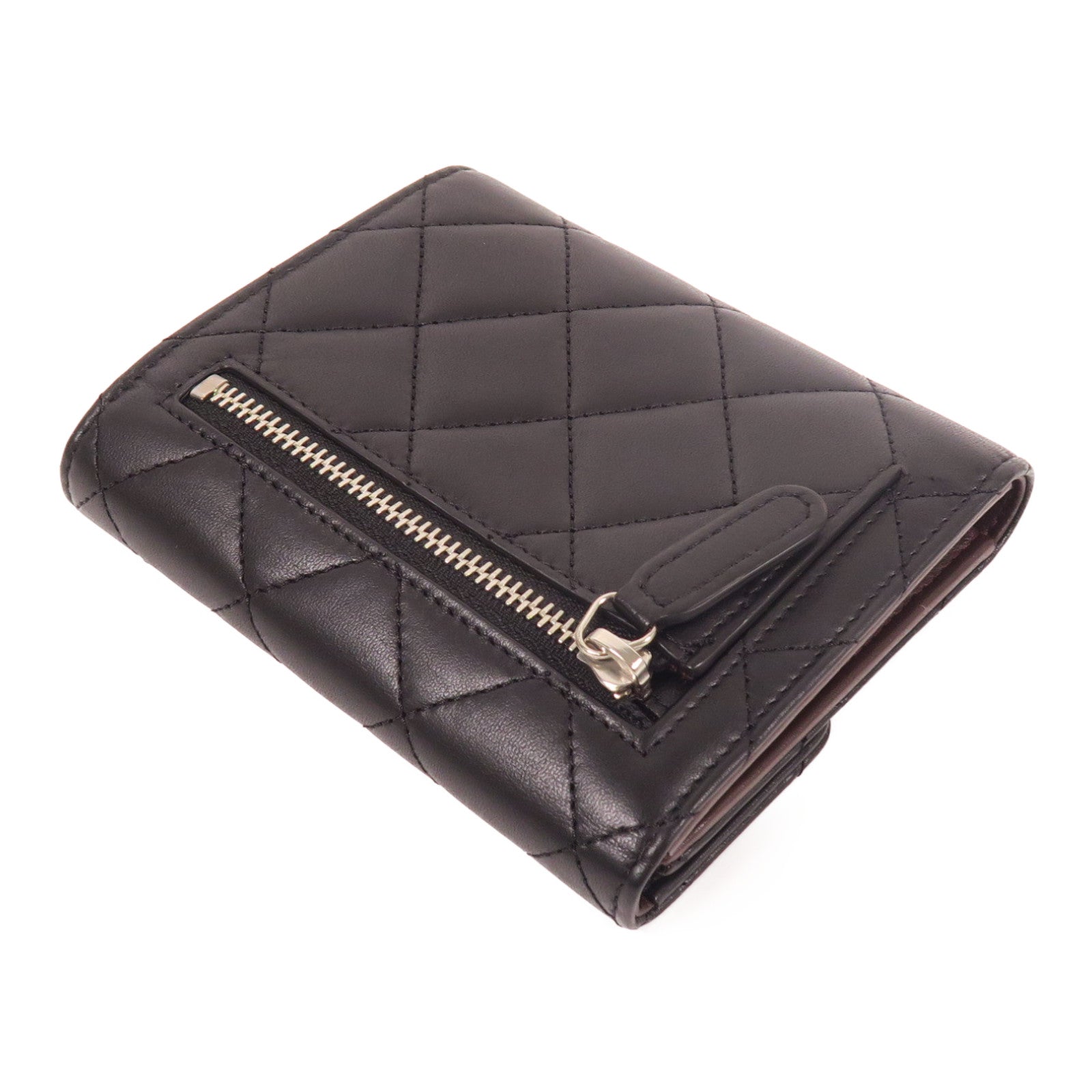 CHANEL 羊皮皮革Wallet銀扣錢包