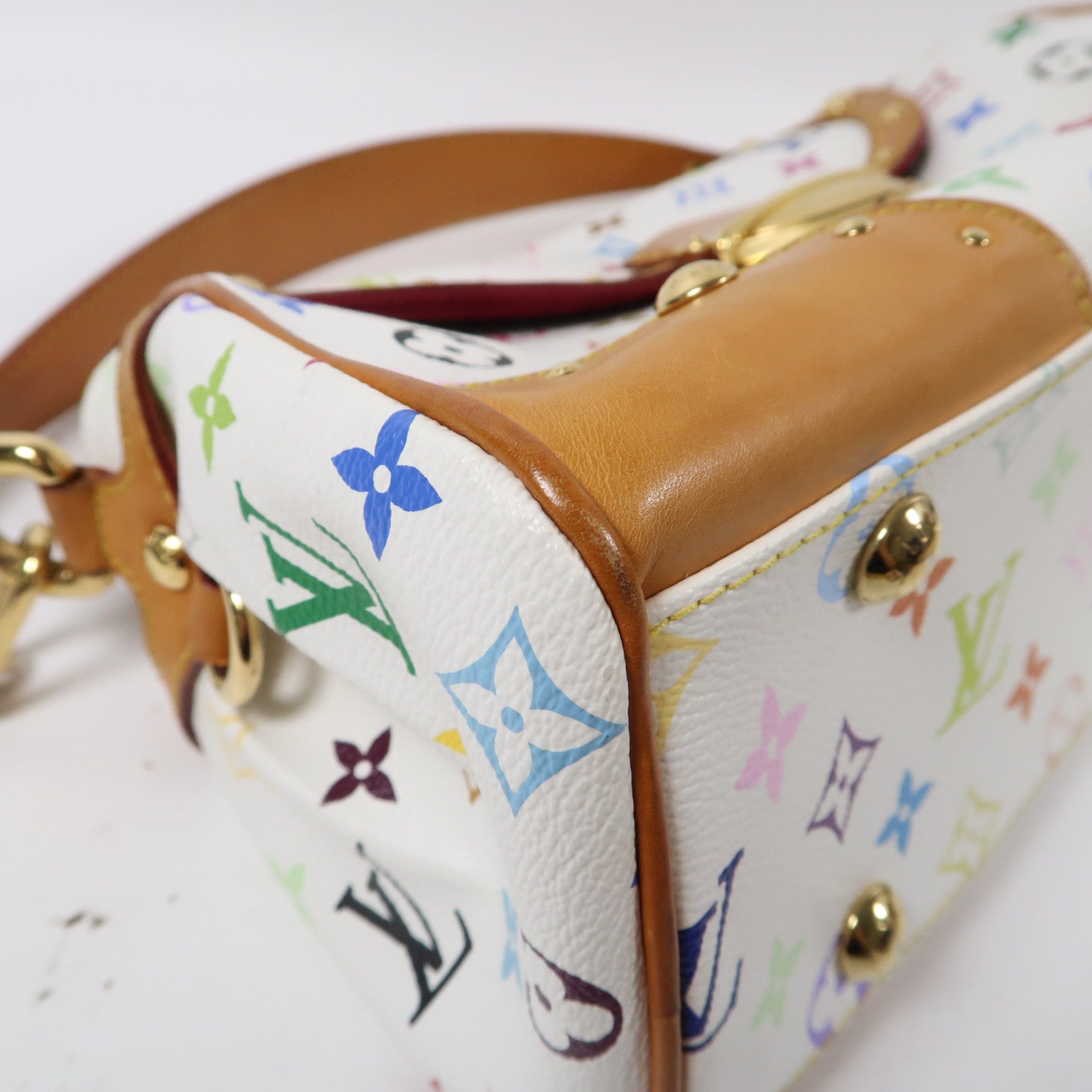 LOUIS VUITTON 【激減優惠】Monogram Multicolore Beverly MM金扣肩背袋白色/彩色