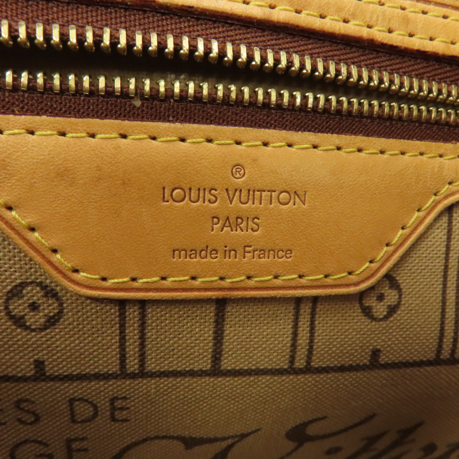 LOUIS VUITTON Monogram Neverfull GM金扣手挽袋棕色