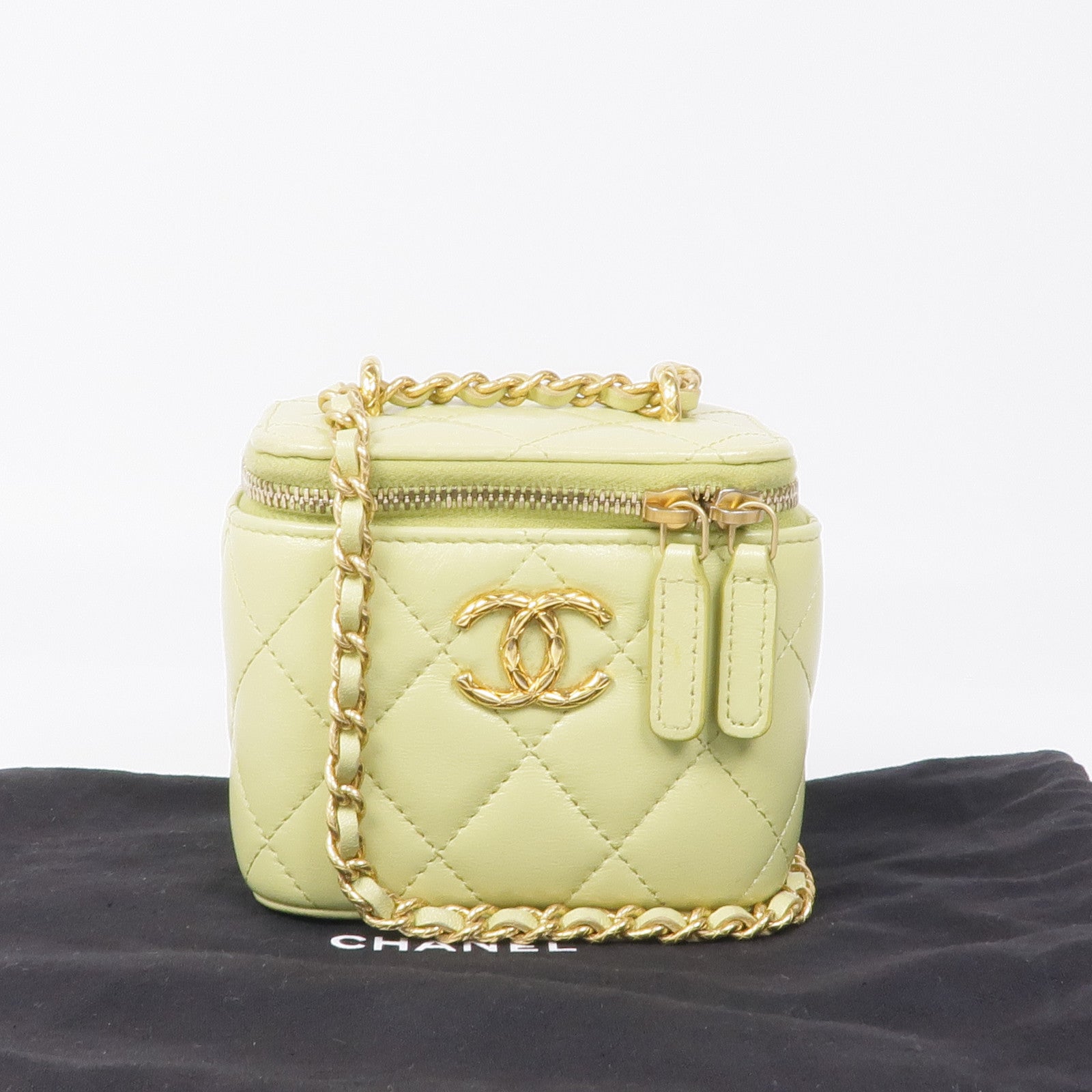 CHANEL 羊皮皮革Vanity Case金扣鏈帶肩背袋