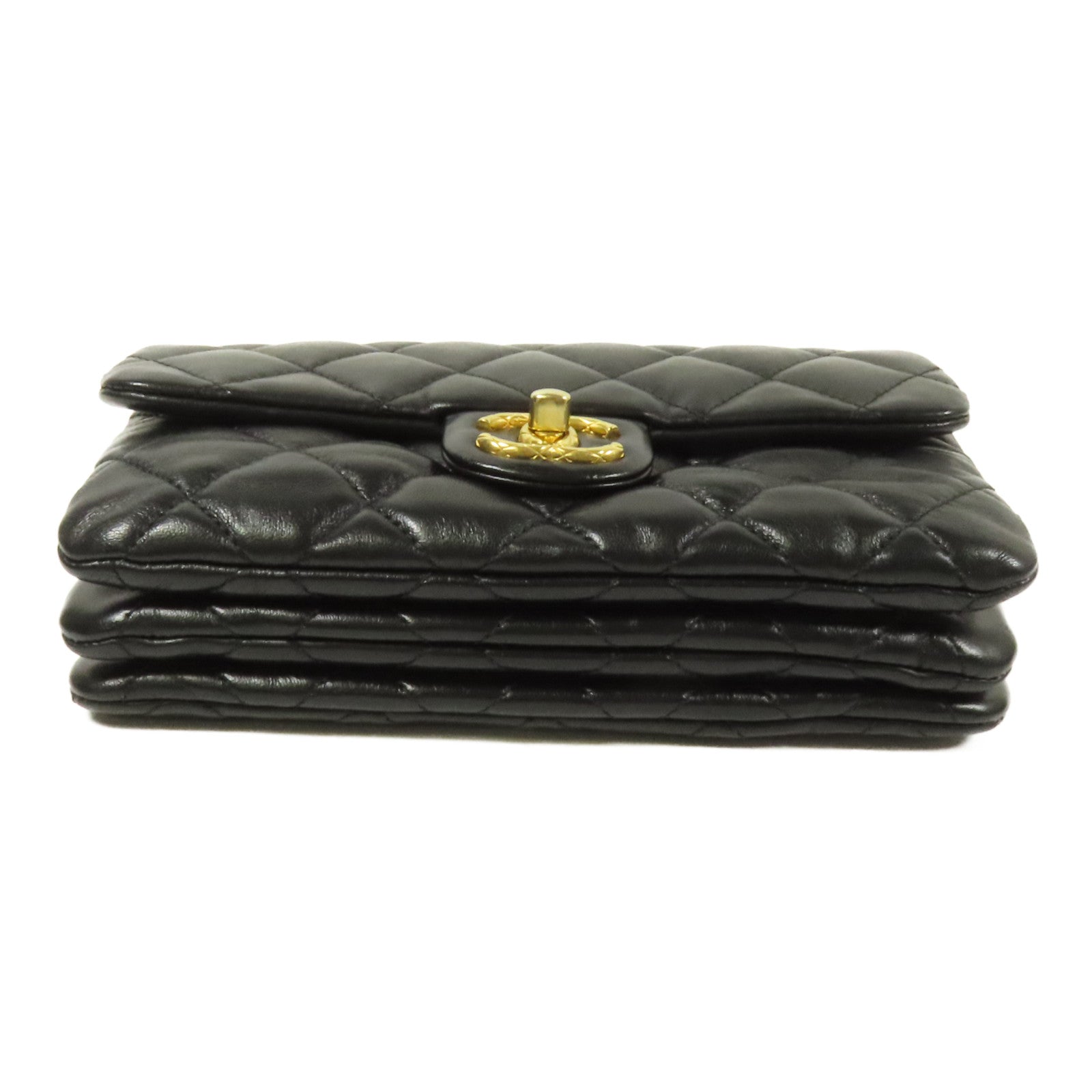 CHANEL 羊皮皮革Chain Shoulder金扣鏈帶肩背袋