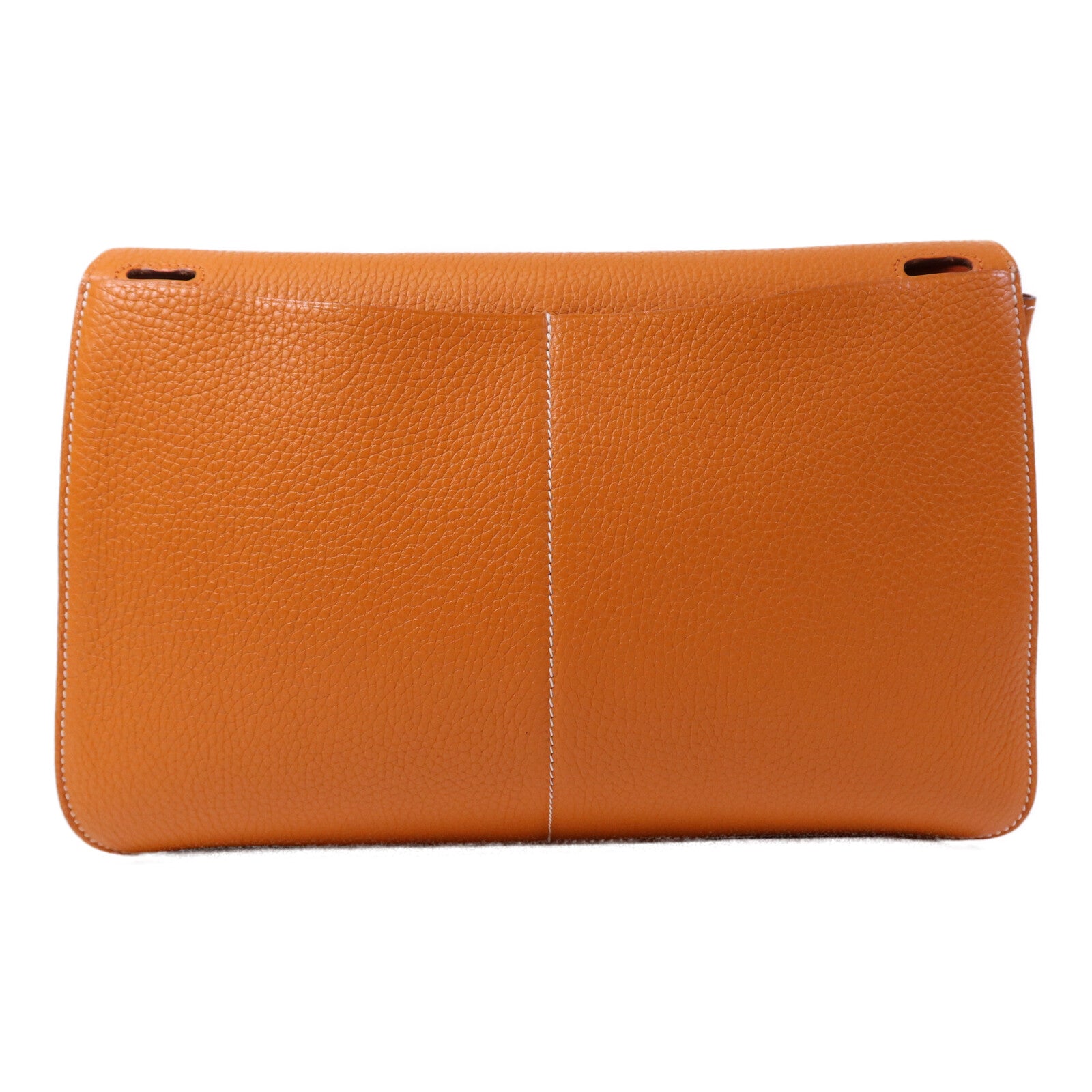HERMES Clemence皮革Halzan 31銀扣手挽肩背兩用袋Orange
