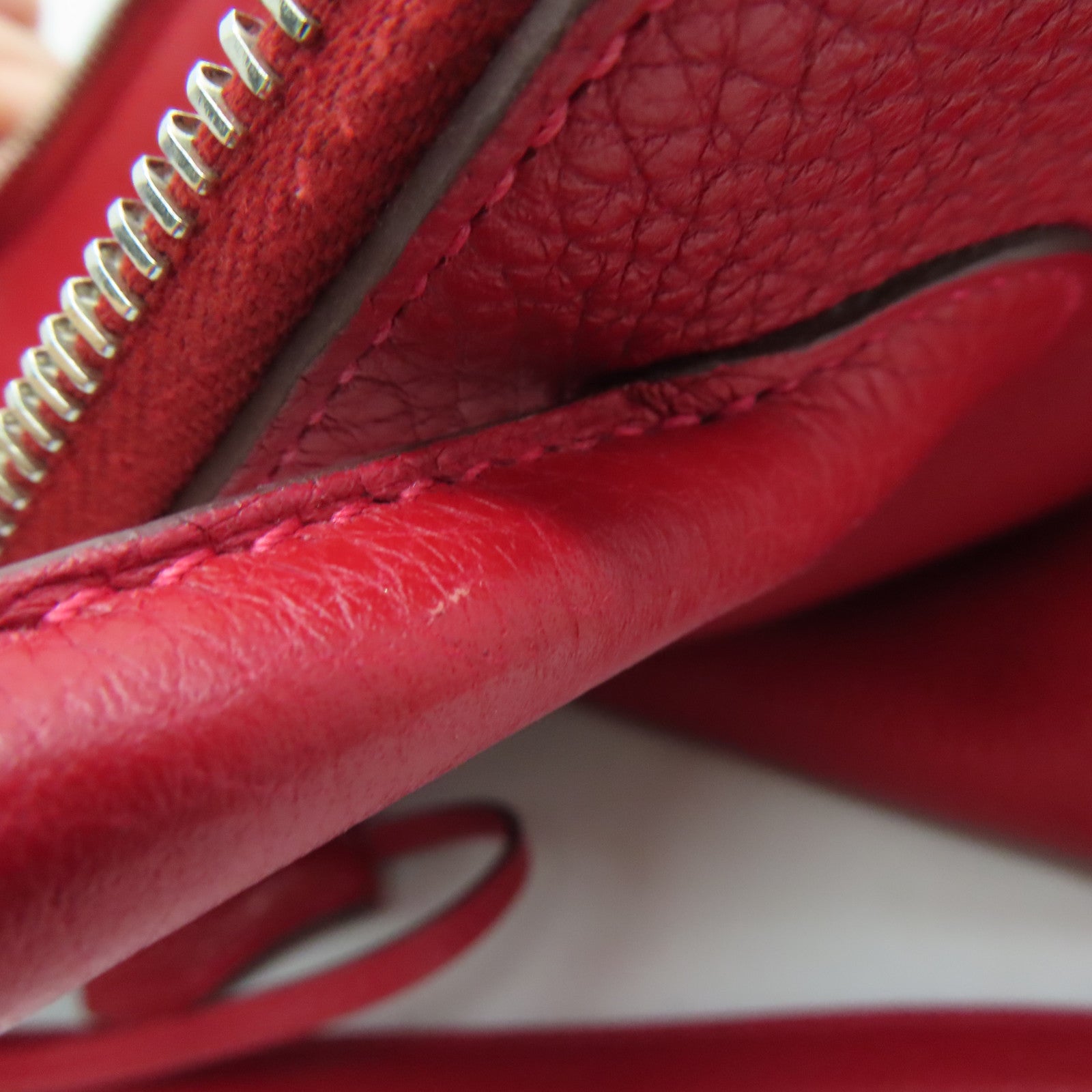 HERMES [Sharp Discount] Clemence Leather Bolide 31 Silver Buckle Handle Shoulder Backpack Rouge Casaque/Red