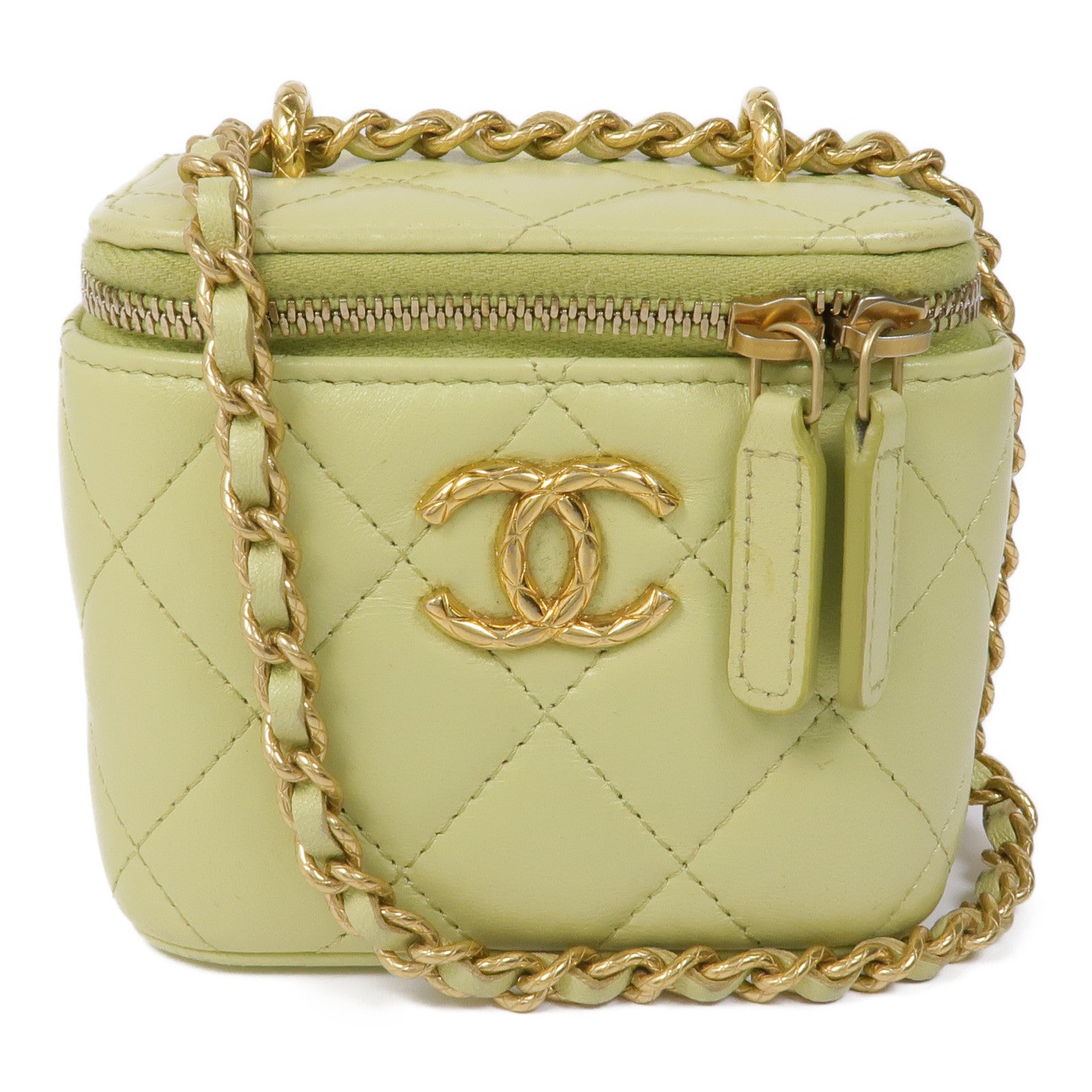 CHANEL 羊皮皮革Vanity Case金扣鏈帶肩背袋