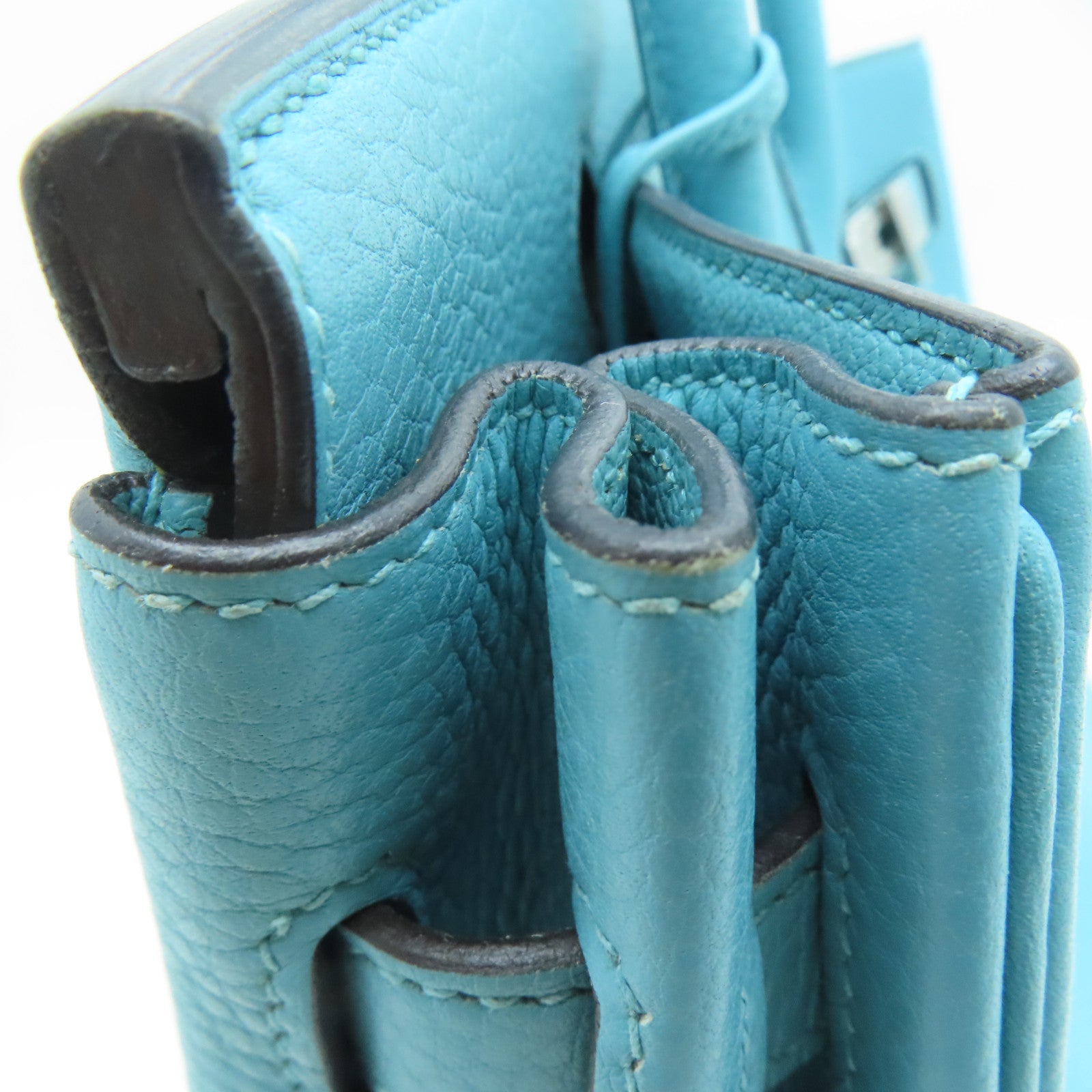 HERMES 【激減優惠】Togo皮革Birkin 30銀扣手挽袋Blue Atoll/藍色