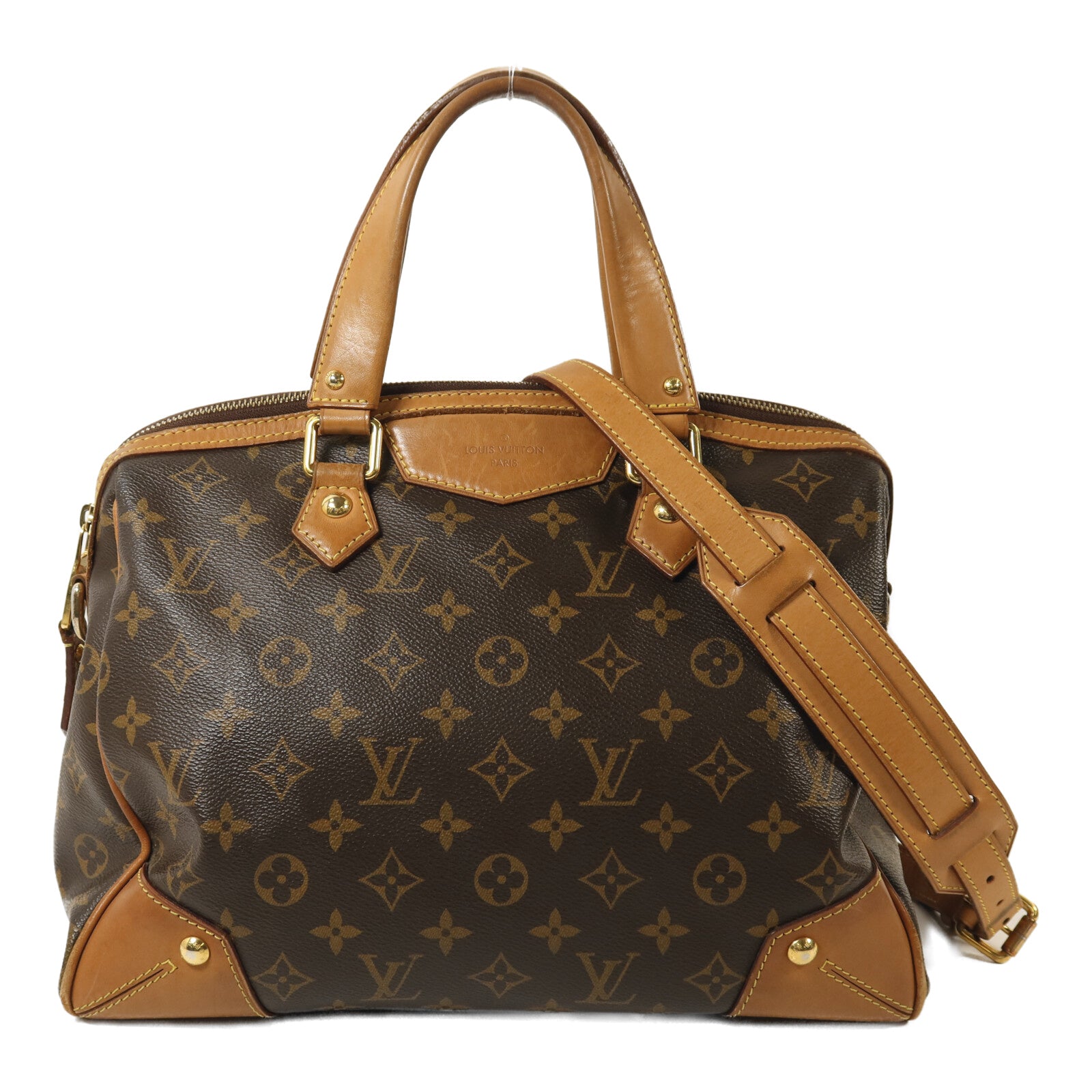 LOUIS VUITTON Monogram Retiro PM金扣手挽肩背兩用袋棕色