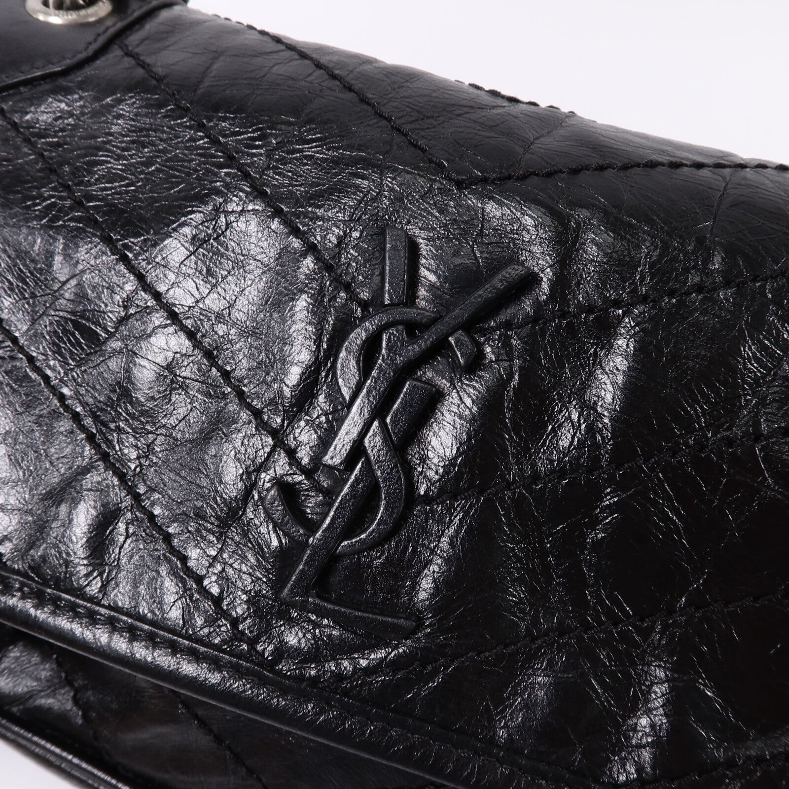 SAINT LAURENT 牛皮皮革Niki Baby鏈帶手挽肩背兩用袋