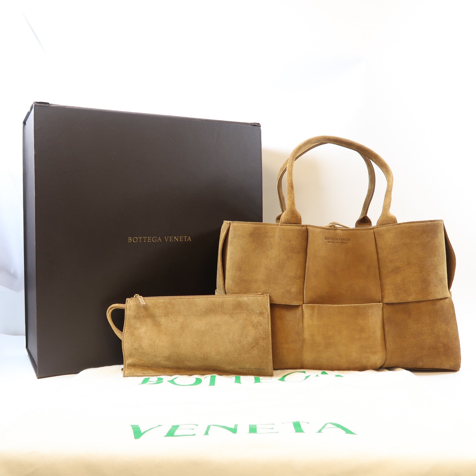 BOTTEGA VENETA 麂皮皮革Medium Arco Tote Bag金扣手挽袋啡色