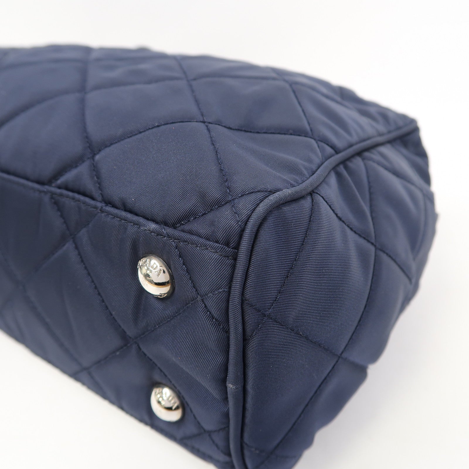 PRADA 尼龍Shoulder Bag銀扣鏈帶肩背袋藍色