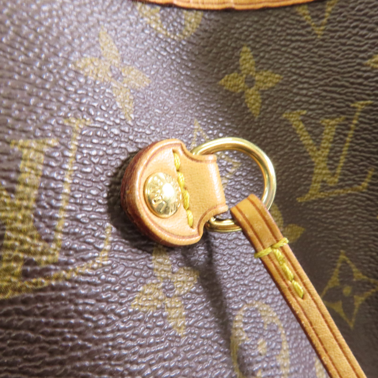 LOUIS VUITTON Monogram Neverfull GM金扣手挽袋棕色