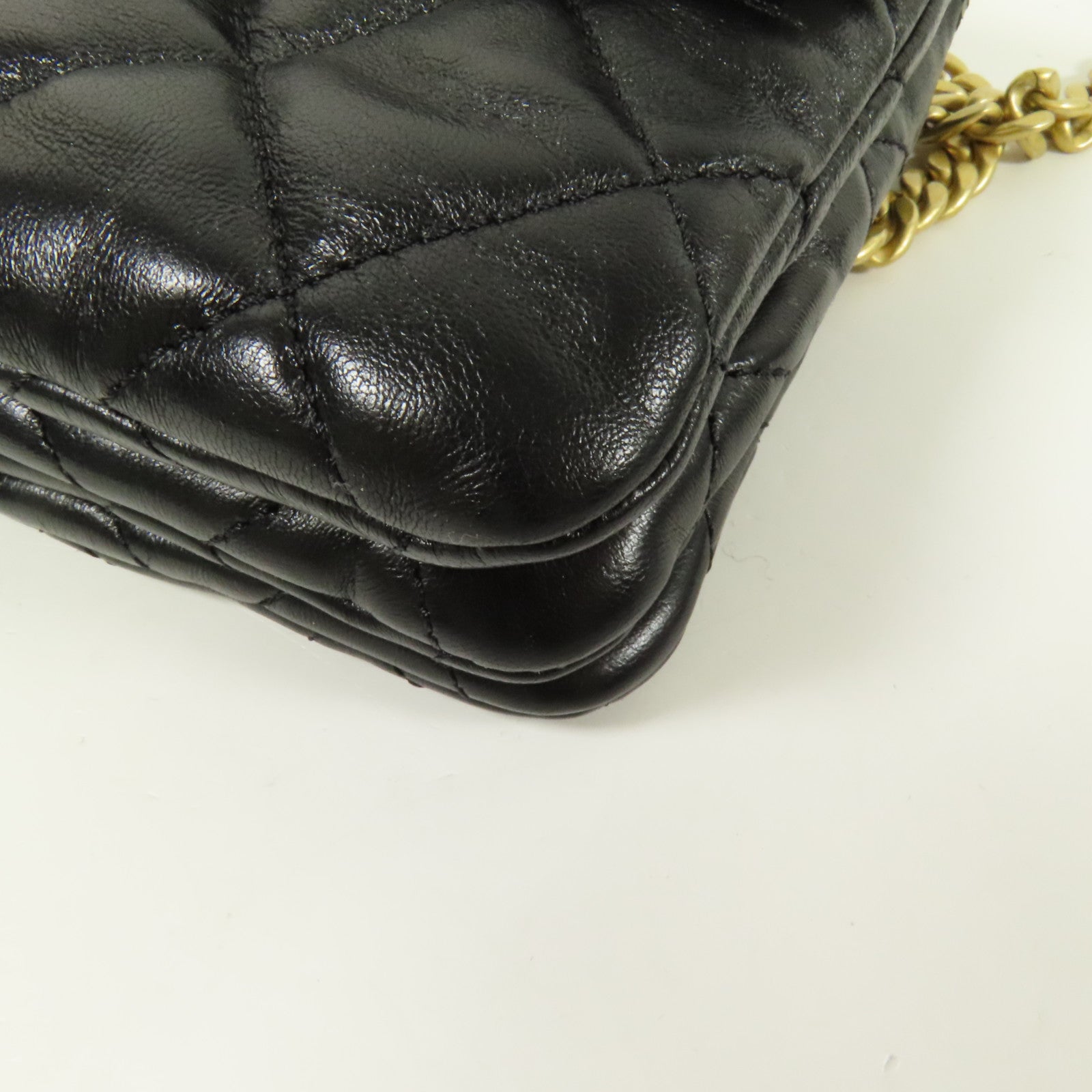 CHANEL 羊皮皮革Chain Shoulder金扣鏈帶肩背袋