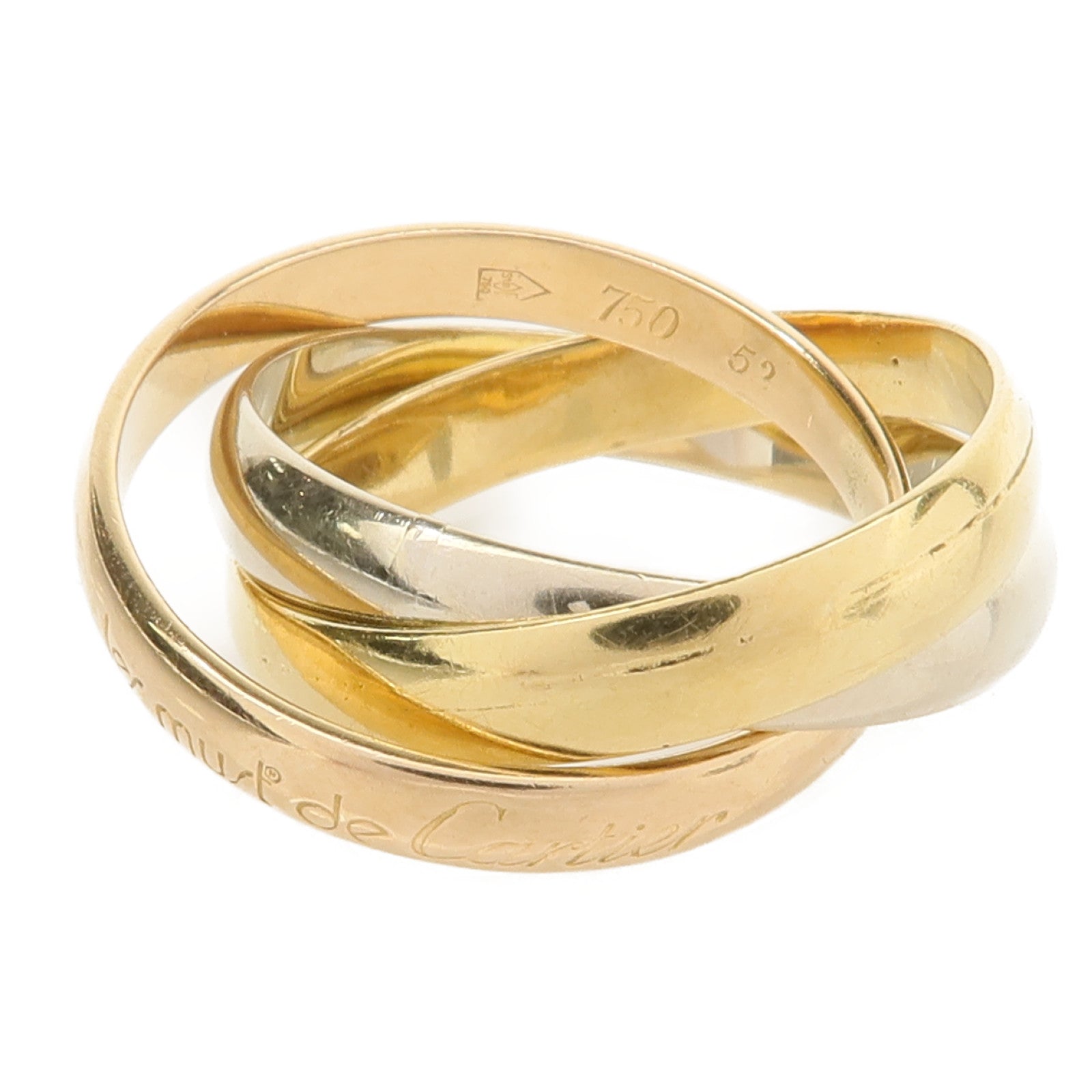 CARTIER 18K黃金/白金/玫瑰金Trinity戒指Cartier#52/US#6.5