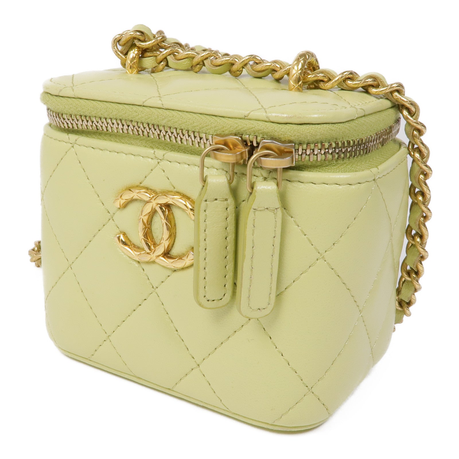 CHANEL 羊皮皮革Vanity Case金扣鏈帶肩背袋