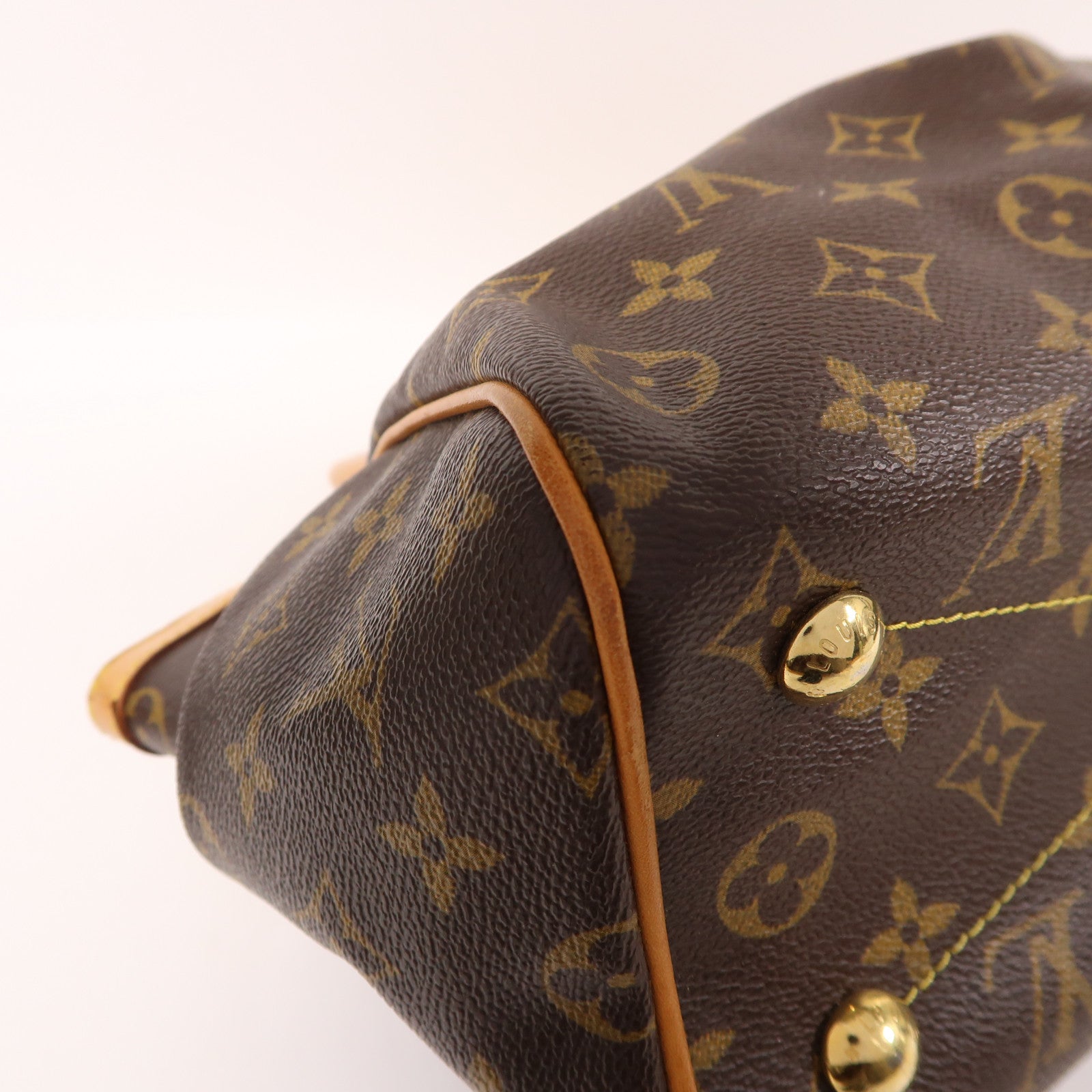 LOUIS VUITTON Monogram Tivoli PM金扣手挽袋棕色