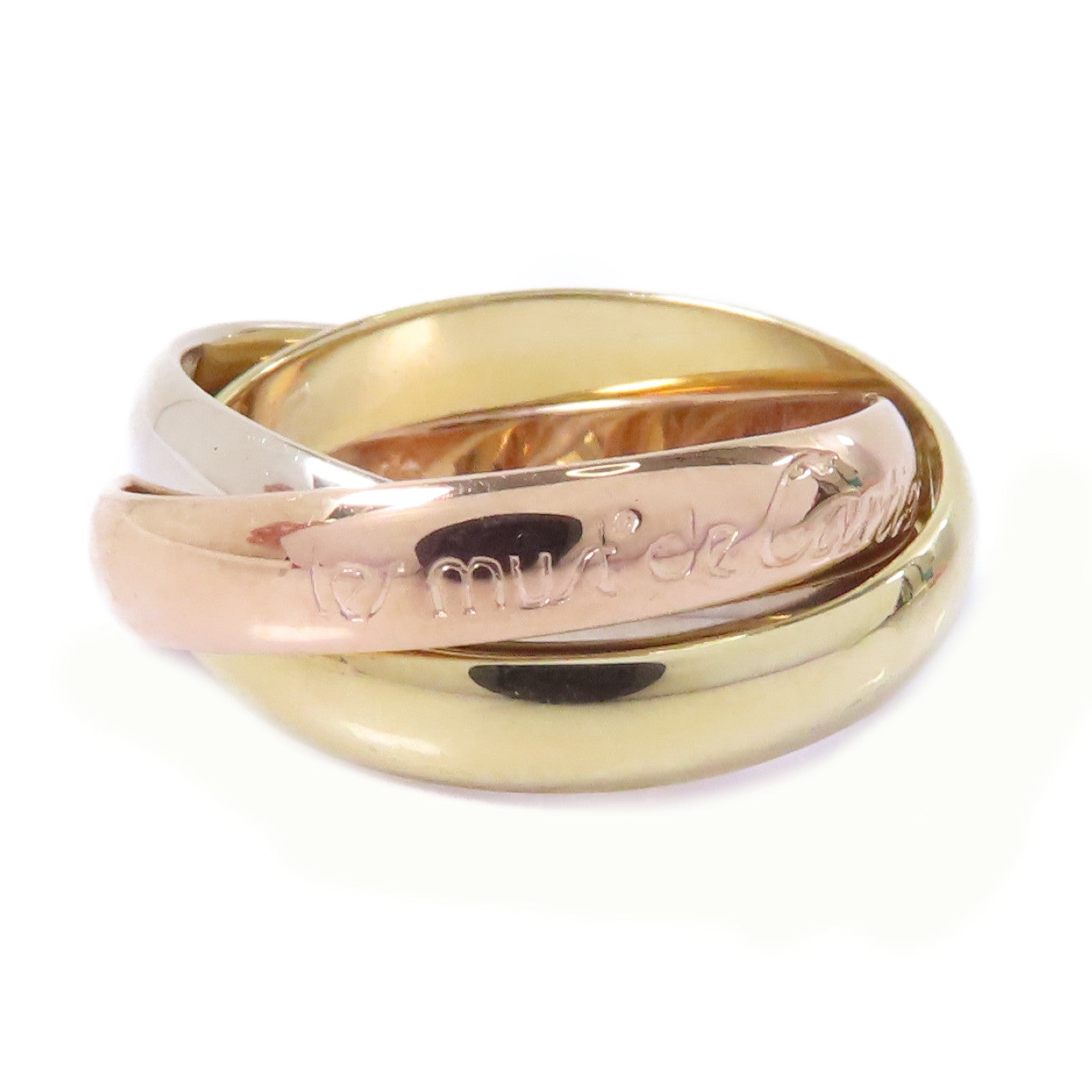 CARTIER 18K黃金/白金/玫瑰金Les Must De Trinity戒指Cartier#49/US#4.75