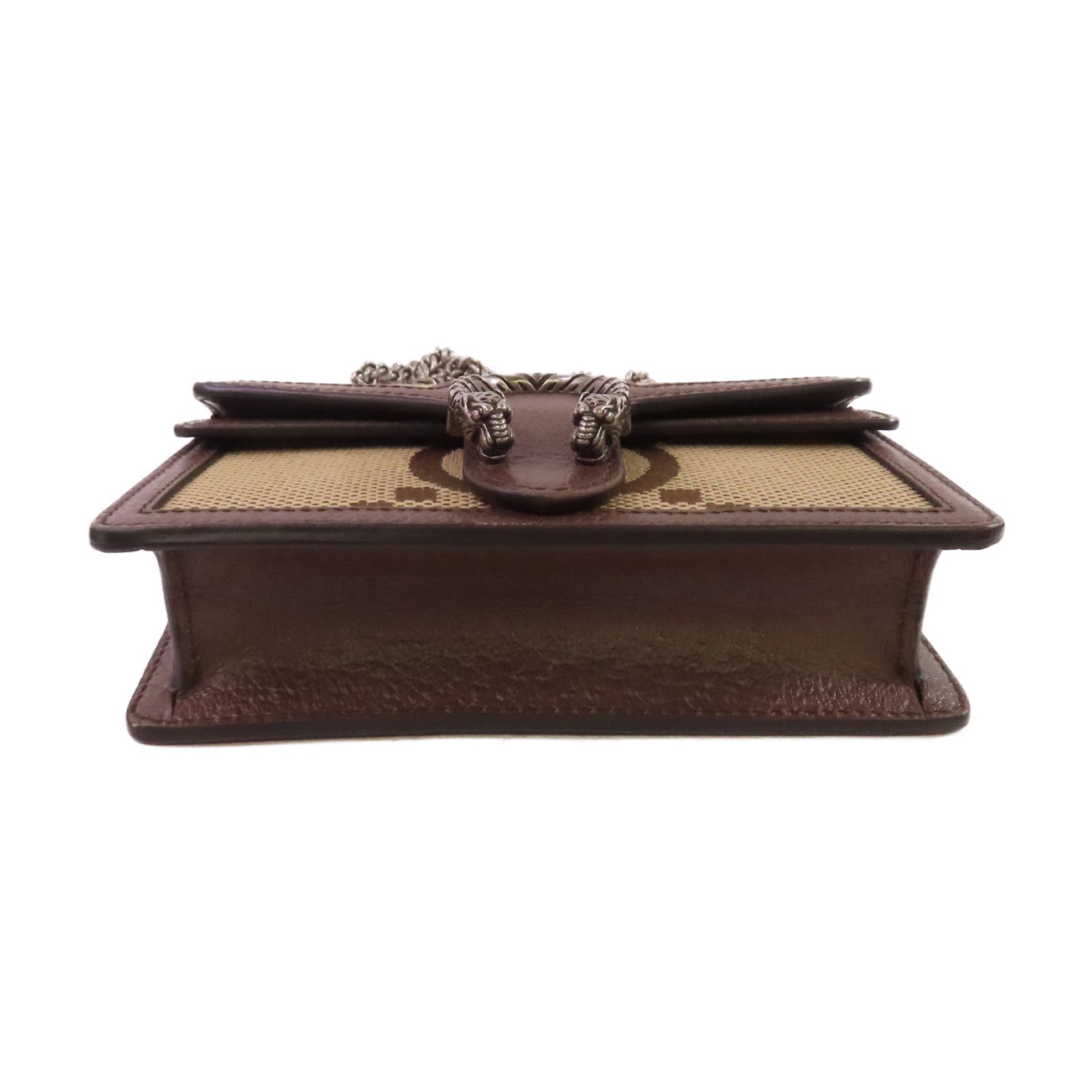 GUCCI 帆布GG Supreme Diongsus Chain Shoulder Bag金扣鏈帶肩背袋啡色
